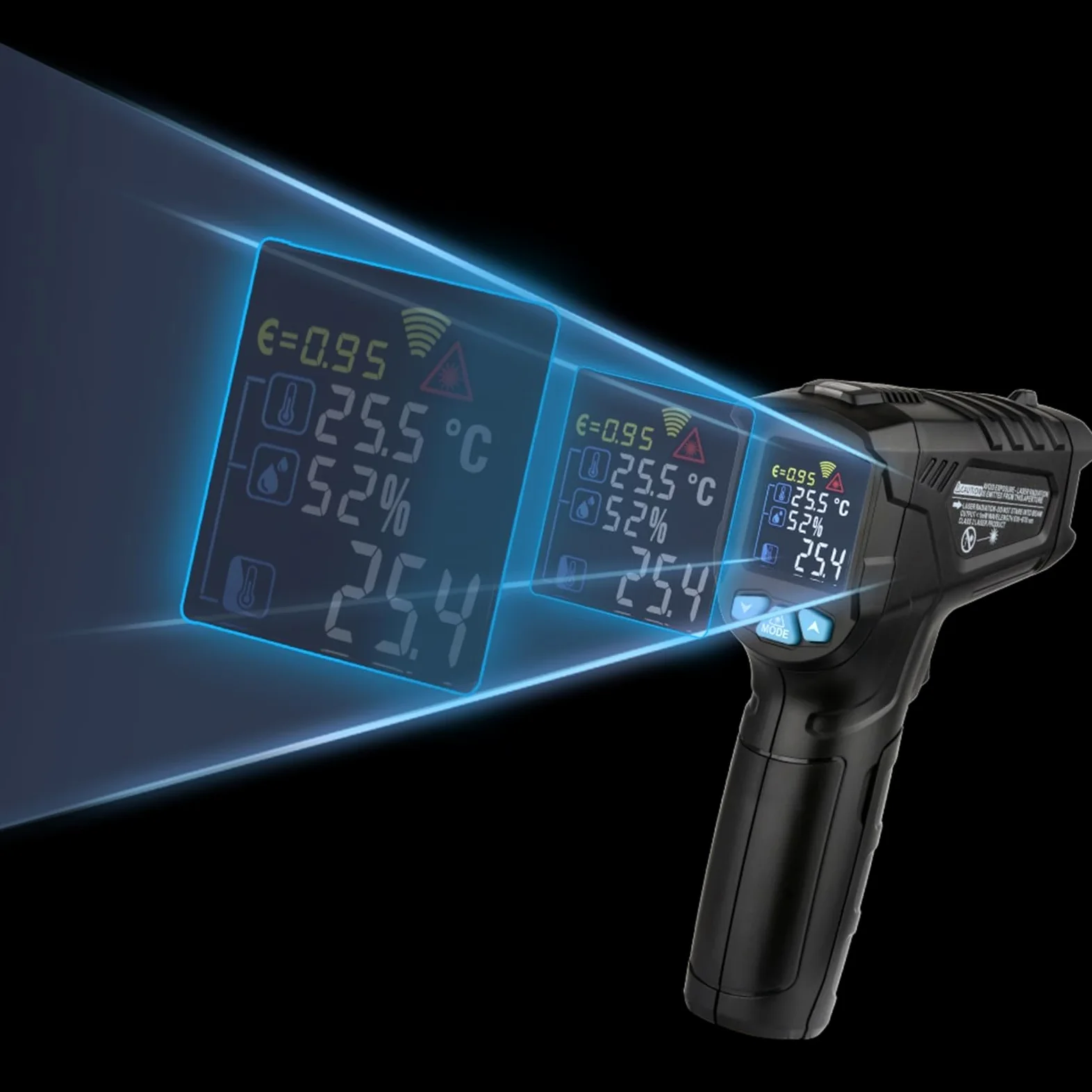 Termómetro infrarrojo digital IR01A, sensor de temperatura, pantalla colorida de alta precisión, termómetro de emisividad ajustable.(IR01C)