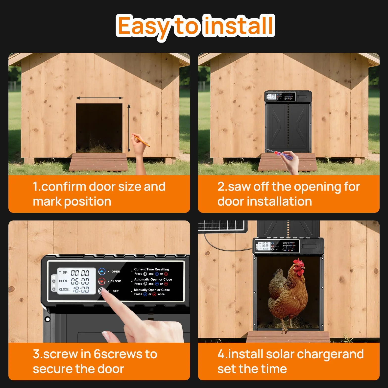 Puerta automática para gallinero solar impermeable control remoto para gallinas patos aves de corral