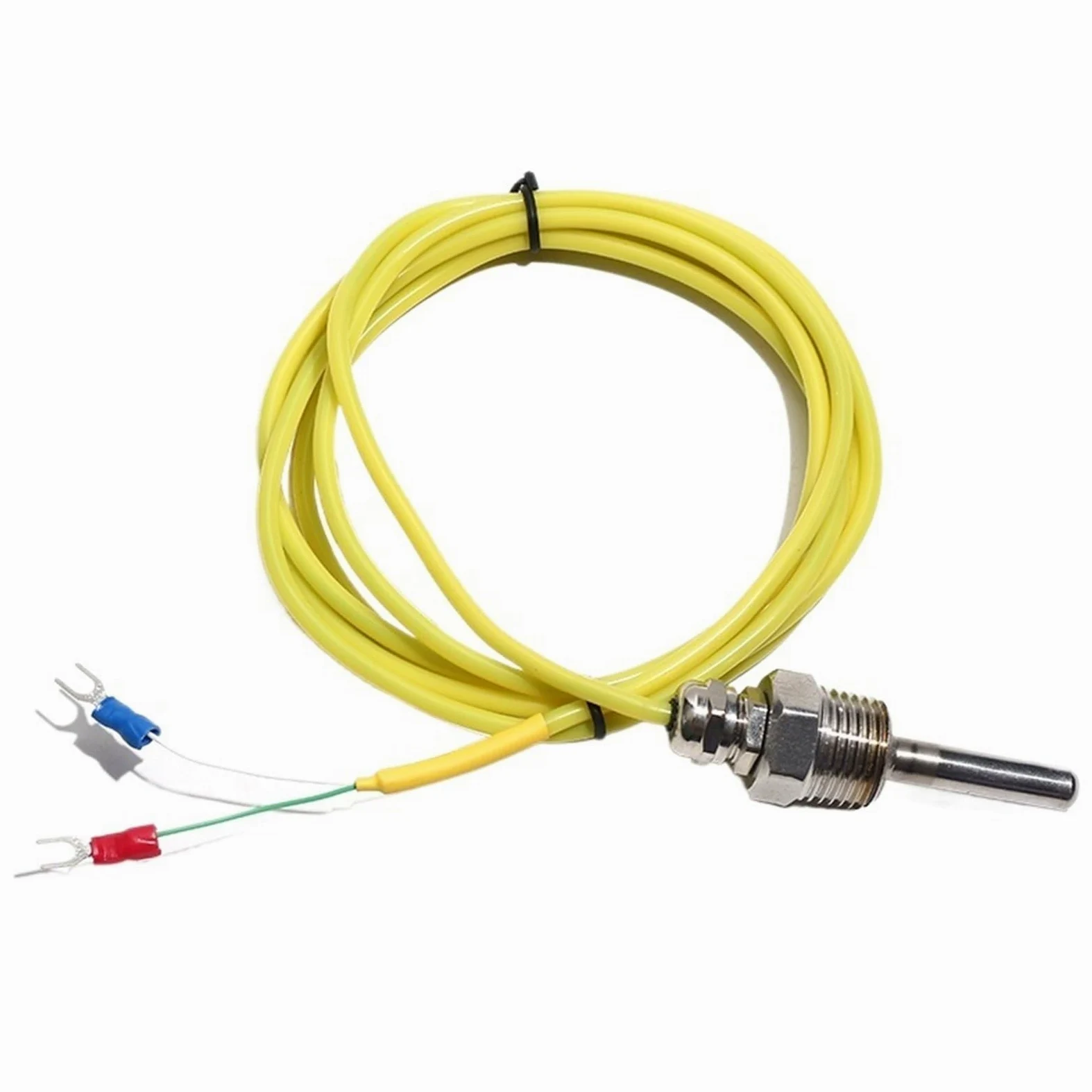 1 sensor de temperatura tipo K, sonda roscada de acero inoxidable de 2 m, termopar M12*1,5 mm/M20*1,5 mm, cable blindado con gel de sílice(M20x1.5 probe5x30mm)
