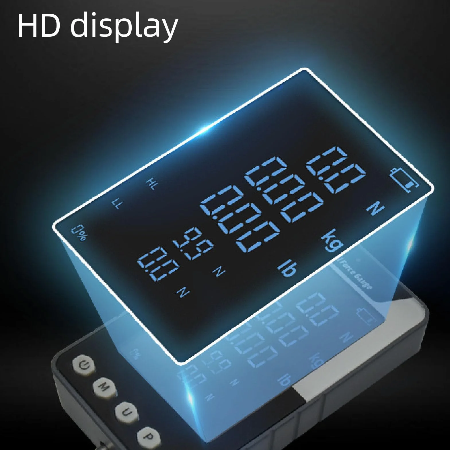 Fydun Medidor de Fuerza de Pulsación Digital 1000n 100 Kg 220 Lb Batería de Color de la Pantalla del Dinamómetro Incluye Material ABS (Enchufe de la UE)
