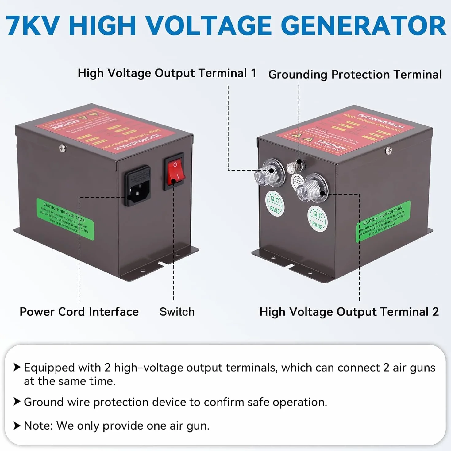 YUCHENGTECH ESD Pistola Antiestática Pistola de Aire Ionizante Eliminador de Estática con Generador de Alto Voltaje 7.0KV para la Eliminación de Estática | Pistola de Aire Ionizante Eliminador De Electricidad Estática para Eliminación de Polvo y Electrici