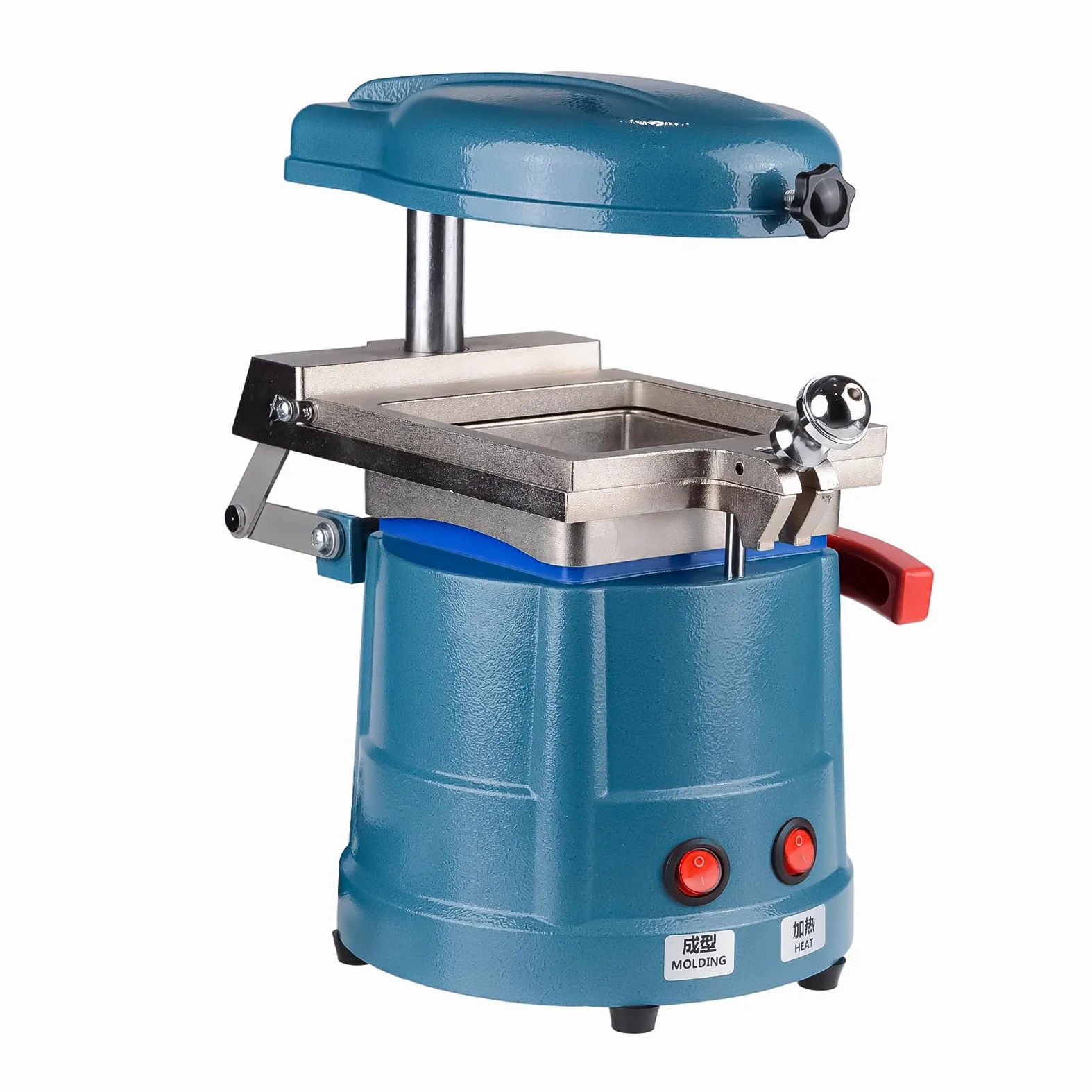 Máquina formadora de vacío dental de 1000 W, equipo de motor de termoformado de calor de laboratorio con cuentas de metal (azul)