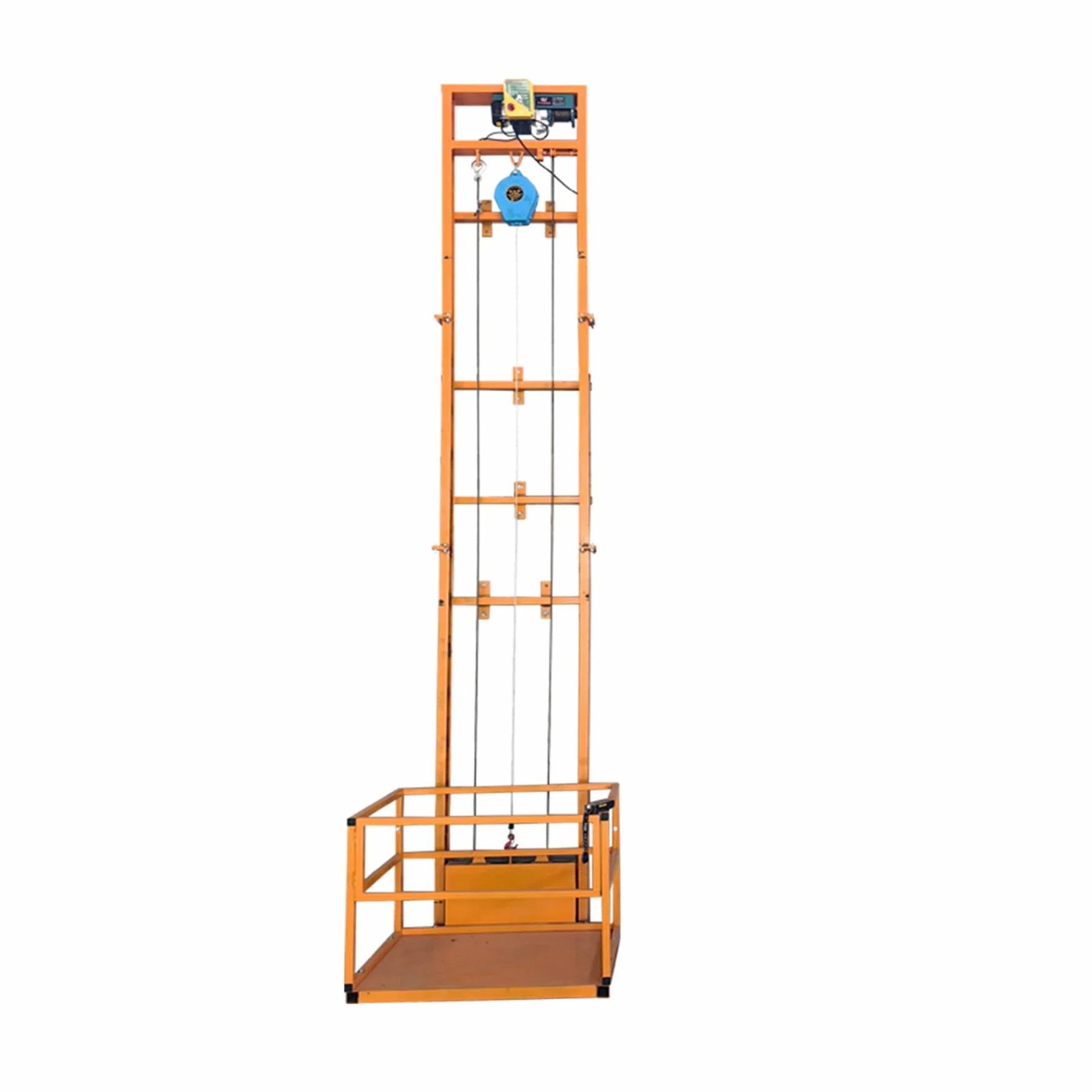 Plataforma de elevación eléctrica, elevador de carga monorraíl montado en la pared, capacidad máxima de carga de 400/880 kg para un manejo eficiente de materiales