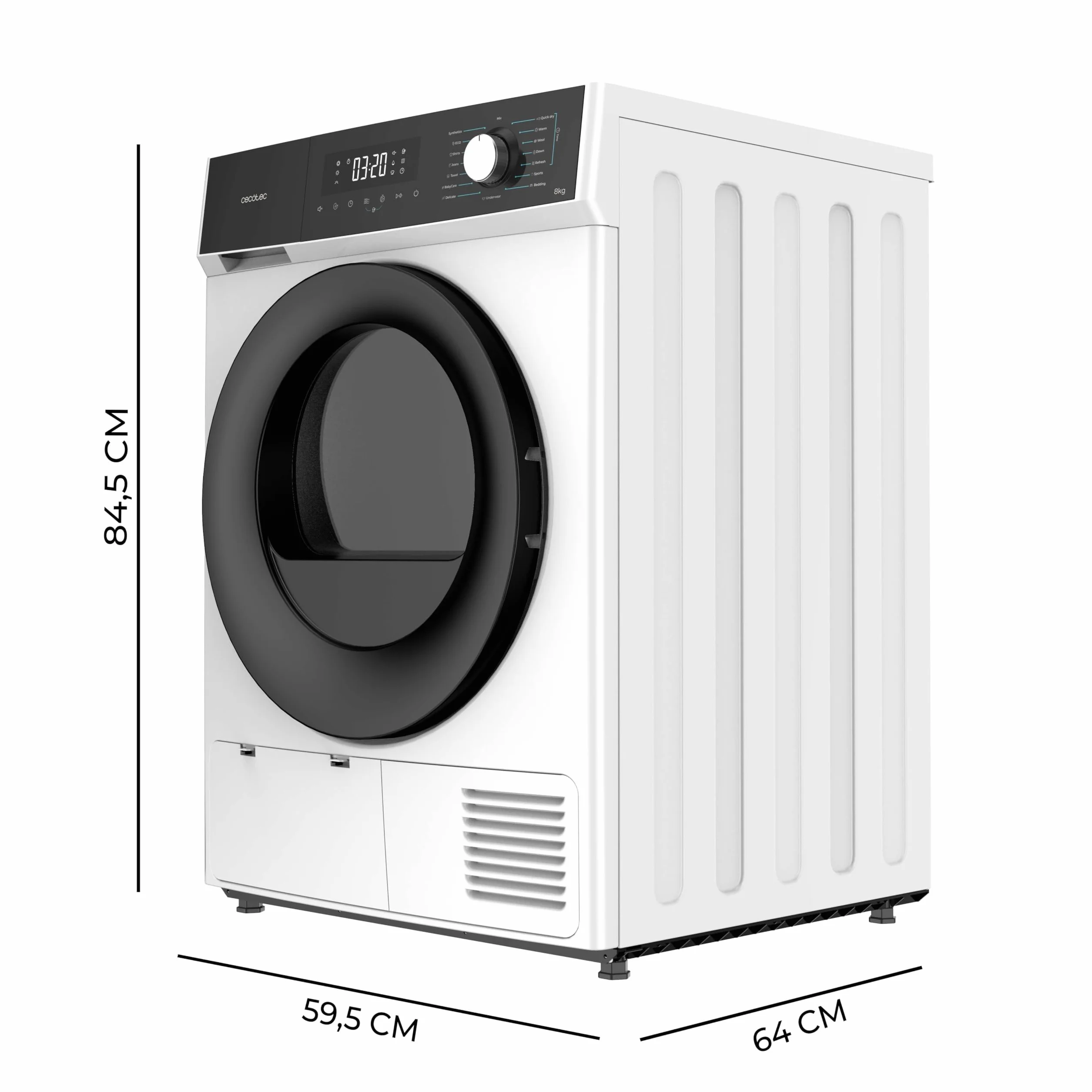 Cecotec Secadora de Ropa 8Kg Bomba de Calor Bolero Dresscode Dry 8330 Clase A++ 15 Programas Blanco