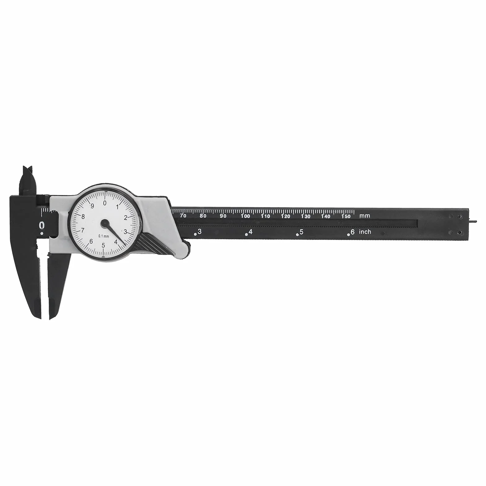 Calibrador con Dial, 0-150 mm Calibrador Analógico, Pie de Rey, Lectura de 0,1 mm, ABS, Portátil y Resistente a Golpes, Herramienta de Medición Métrica Portátil para Uso en Laboratorio y Hogar