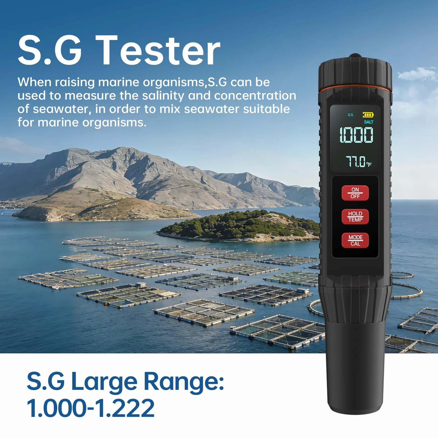 Forever Speed Medidor de pH Agua 7 en 1 pH Meter pH/TDS/EC/ORP/SALT/S.G./TEMP Alta Precisión para Piscina Acuario