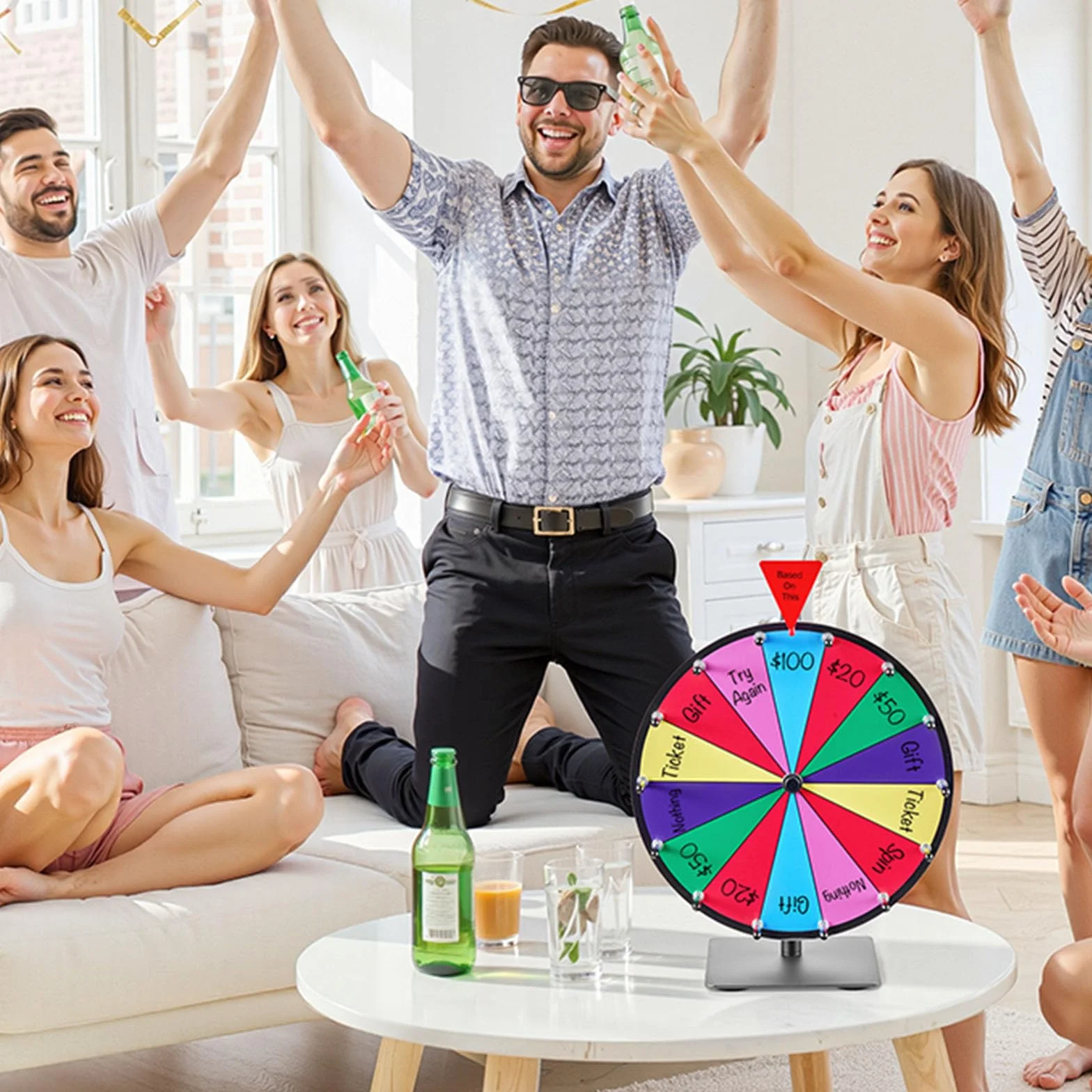 VEVOR Rueda de la Fortuna 14 Ranuras con Soporte Juegos de Lotería Ruleta Ganadora 300 x 160 x 390 mm