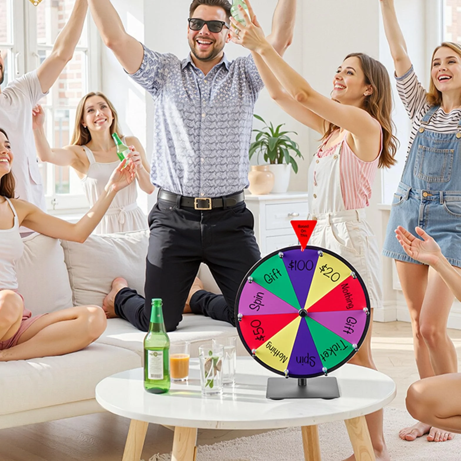 VEVOR Rueda de la Fortuna Interactiva, 10 Ranuras, Soporte, Ruleta Ganadora, 300 x 160 x 390 mm