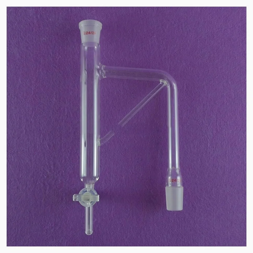 Adaptador de destilación Conjunta, Adaptador de válvula receptora de matraz de Laboratorio 24/29 G3.3, Vidrio de borosilicato