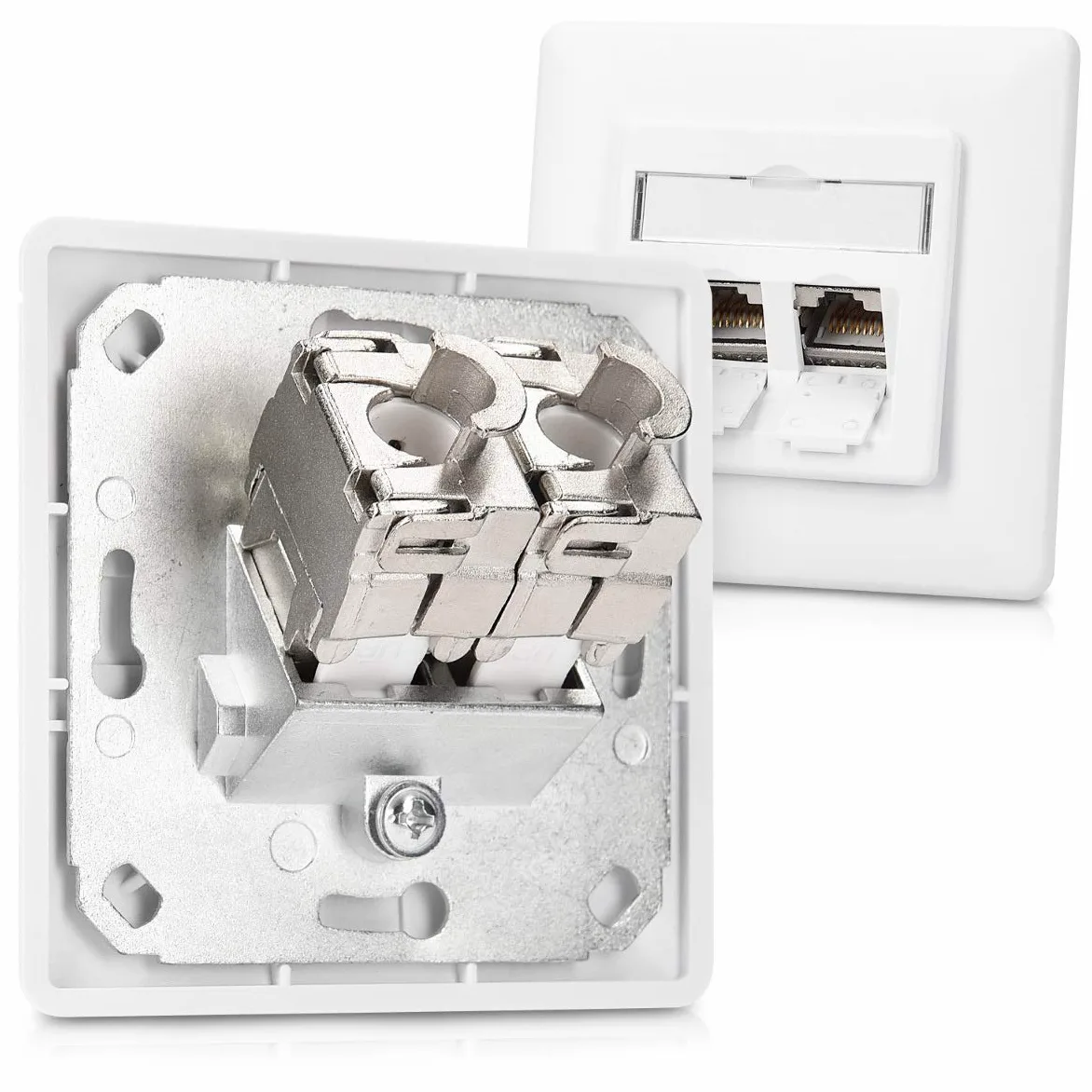 kwmobile 24x Módulo Keystone CAT 6A - Sistema de bloqueo rápido carcasa metálica 10Gbit/s - Montaje sin herramientas al panel de conexión modular
