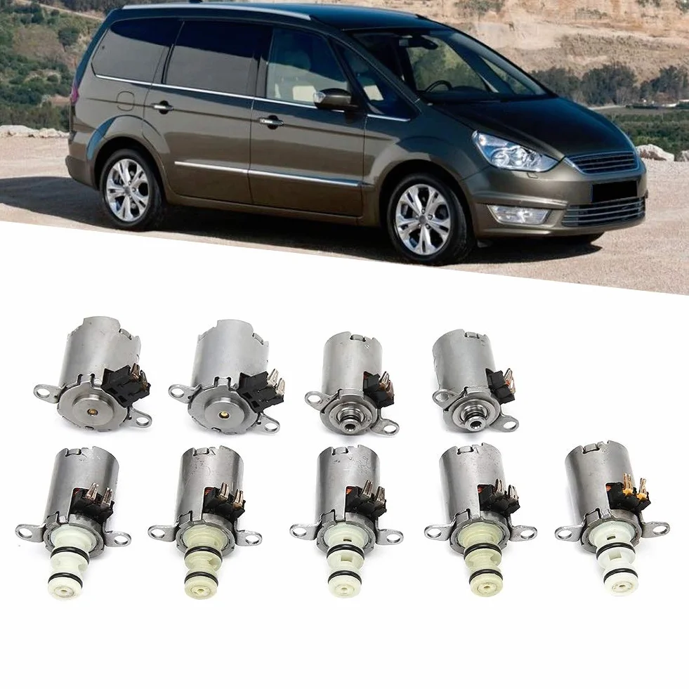 Qiilu Válvula solenoide de transmisión de 9 Piezas, Kit de solenoide de transmisión MPS6 6DCT450 de 6 velocidades Apto para Focus/C-MAX/Galaxy//Mondeo