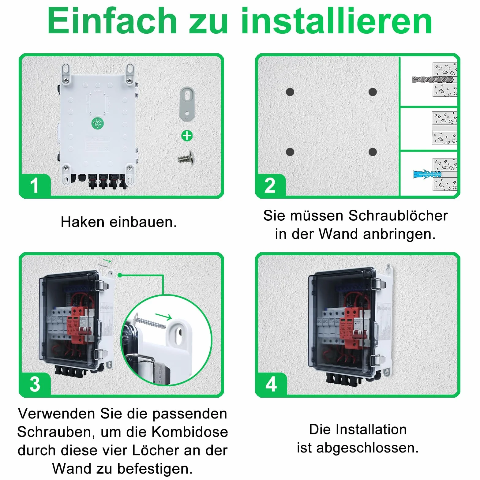 Protección contra sobretensiones PV caja de fusibles CC interruptor de protección contra rayos módulos 4 cuerdas 4 en 1 salida DC 500 V 20-40 KA con IP65 caja de conexiones impermeable para