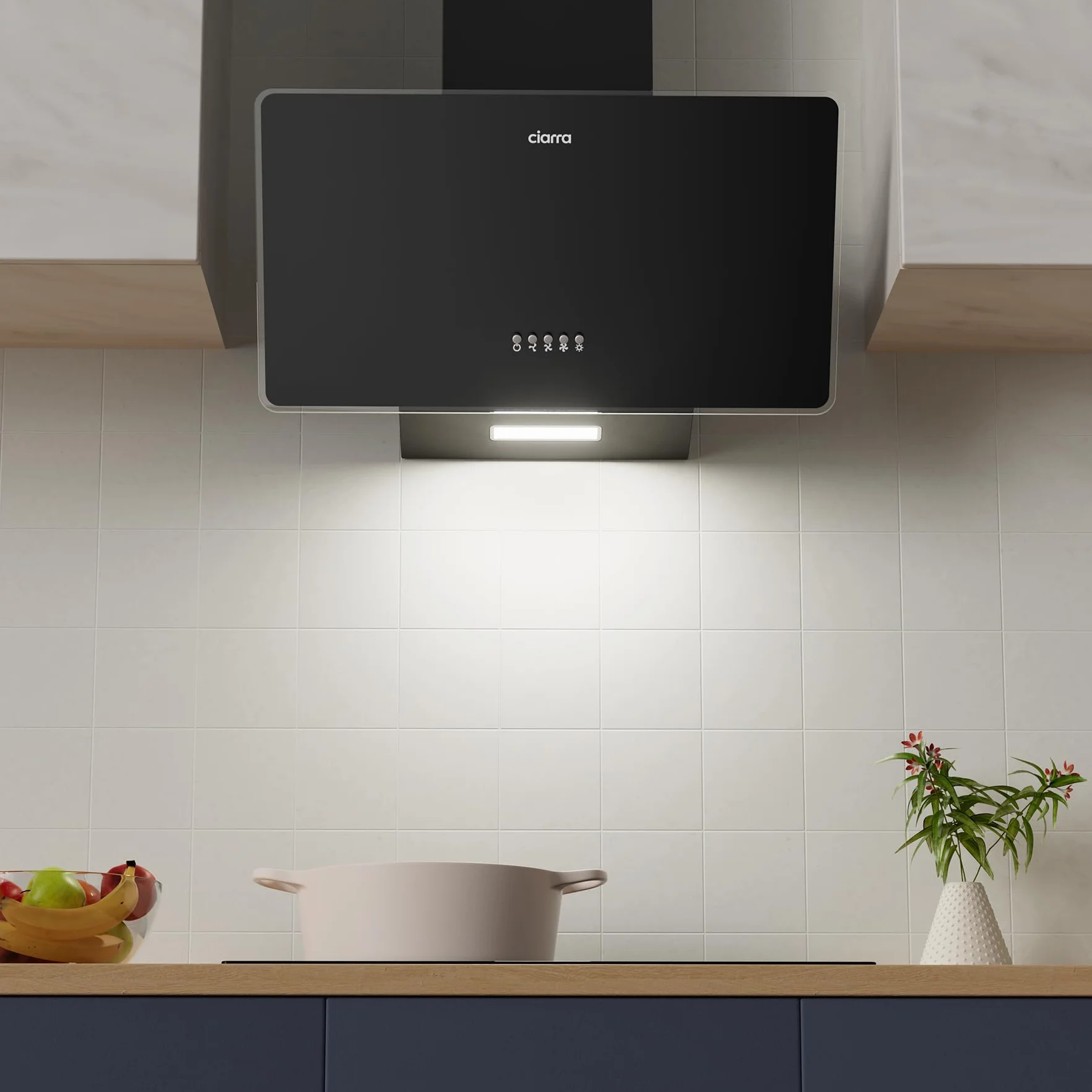 CIARRA CAB6750 Campana Extractora Cocina 60cm Clase A 350 m³/h 3 Velocidades Filtro Carbono Negro