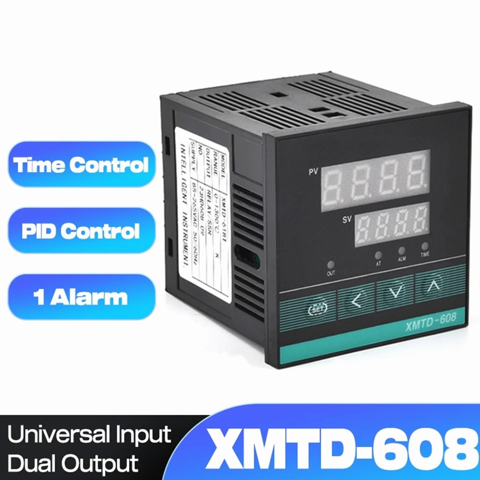 Controlador de temperatura digital PID XMTD-608, 0-1300 ℃, entrada universal, SSR + relé, salida dual, termostato de 85-265 V