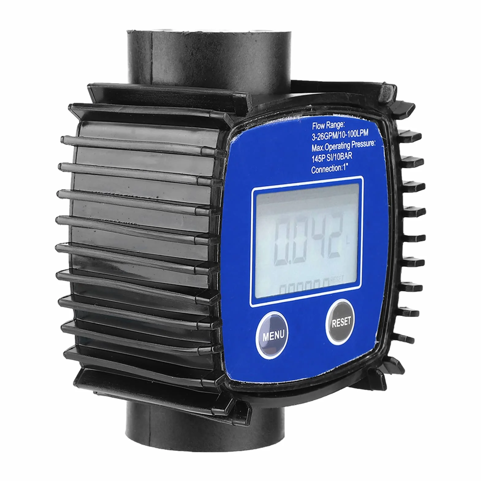 Cuifati Medidor de Flujo Universal con Pantalla LCD, Alta Precisión 1%, Turbina para Diésel, Agua, Aceite