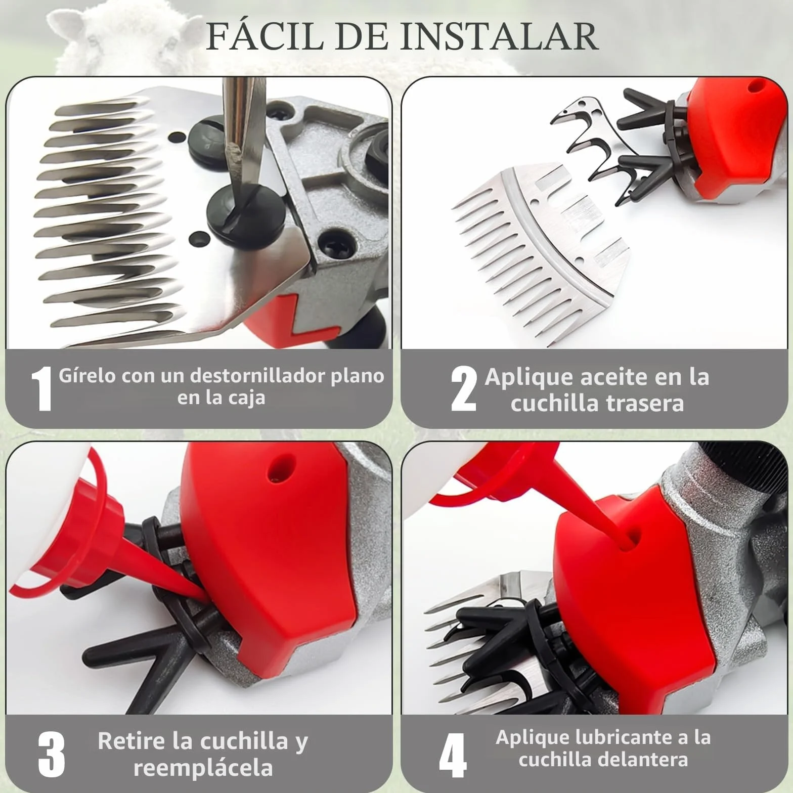1000W Esquiladora Ovejas, Esquiladora Eléctrica con 6 Velocidades Ajustables, Cortapelos Eléctrico con Estuche de Transporte, Máquina de Esquilar Eléctrica para Ovejas Ovino Alpacas Cabras