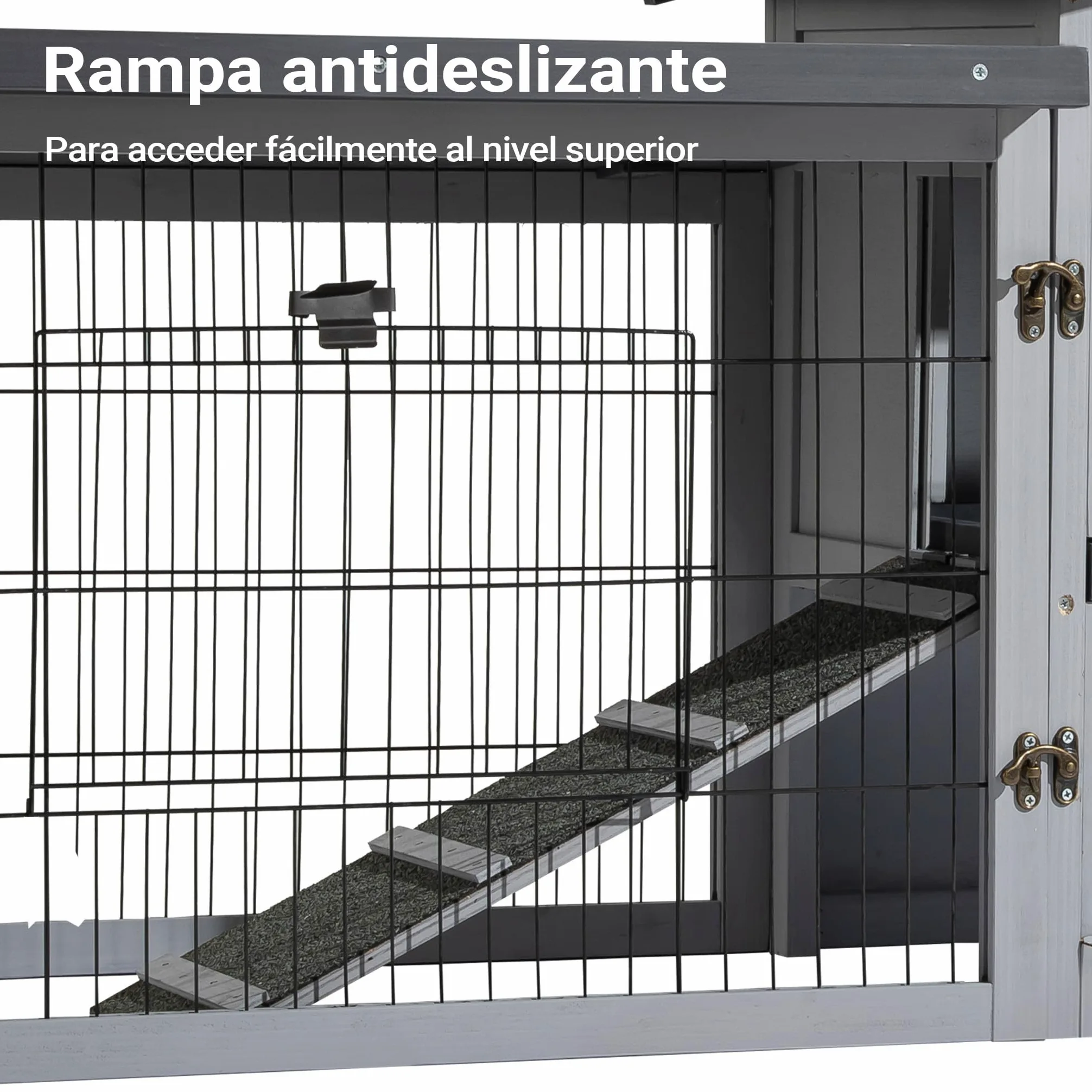 Gallinero de Madera Gris Claro 1535 x 525 x 685 mm, nidos y Corral, Bandeja extraíble para Limpieza