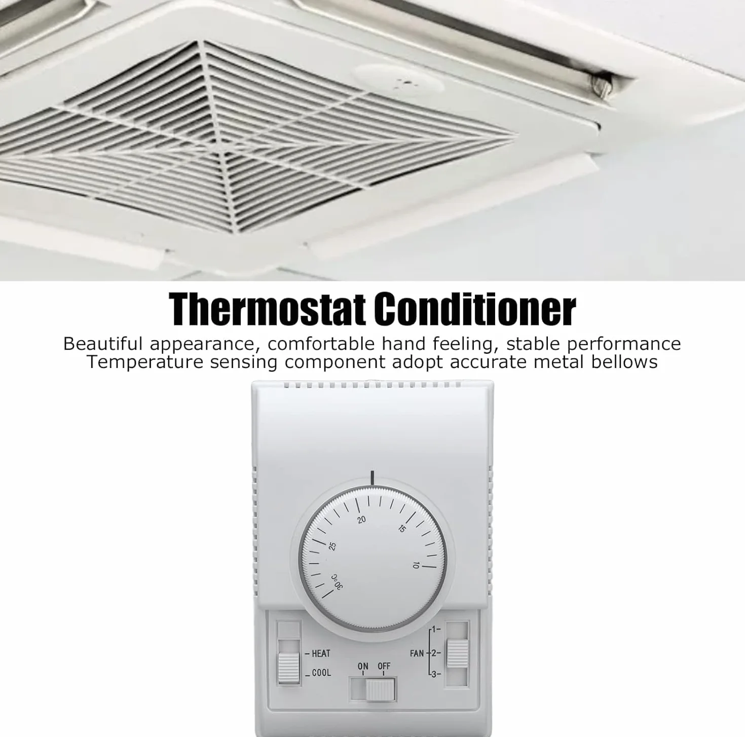 DEWIN Controlador de Temperatura Mecánico Termostato 10-30℃ AC 220V