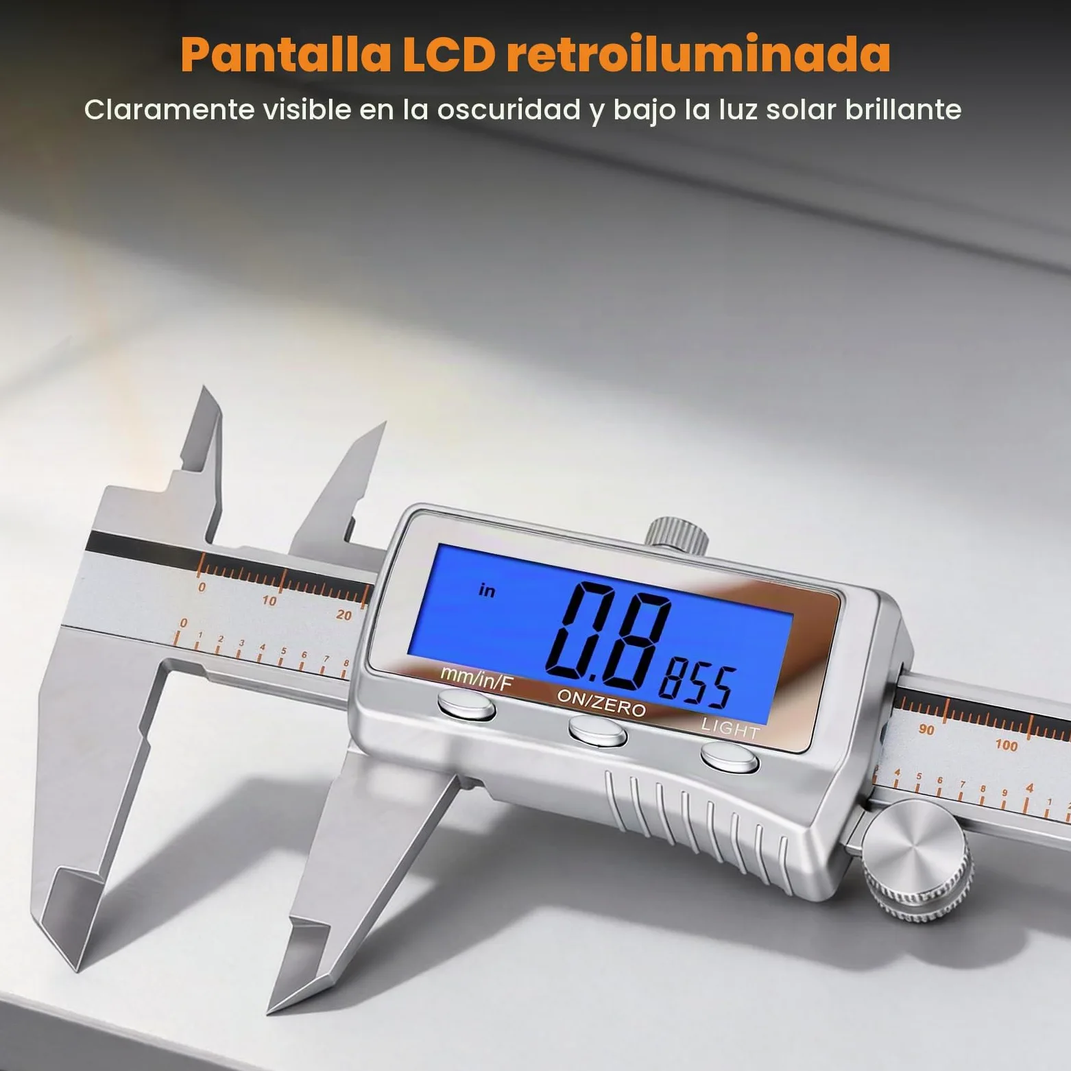 Calibre Digital 6 Pulgadas Pie de Rey LCD Retroiluminada Micrómetro Recargable Apagado Automático Pulgadas/MM/Fracciones