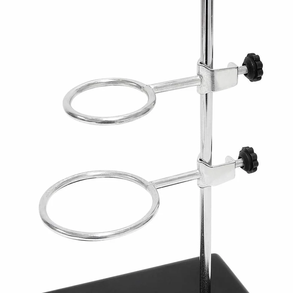 Soporte de retorta para laboratorio 21x14 cm 2 anillos 5 cm 7,3 cm barra 40 cm abrazadera