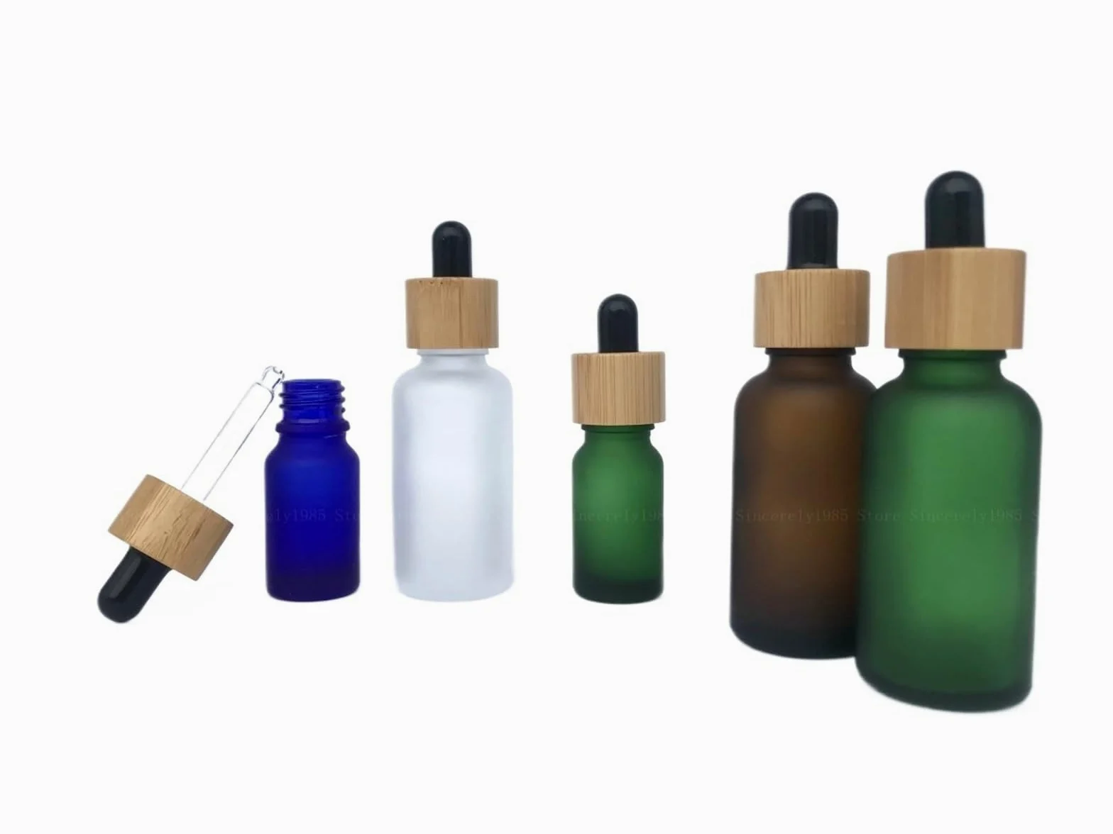 Gotero 10 Uds 5/10/15/20/30/50/100 ML botella cuentagotas esmerilada tapa pipeta botellas de gota vidrio mate grueso rellenable(Frosted Black,100ml)