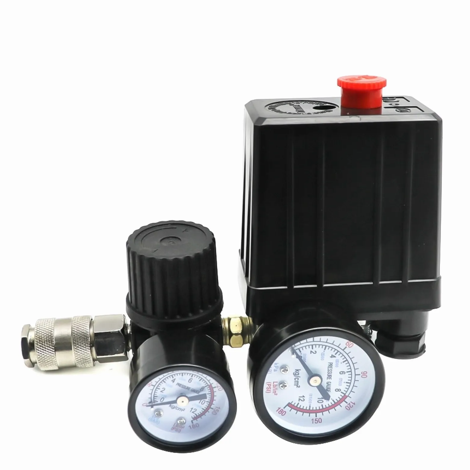 Interruptor de Control presión Bomba compresor Aire, regulador Alivio del colector 4 Puertos, 220V/380V, válvula 30-120PSI con manómetro(380v)
