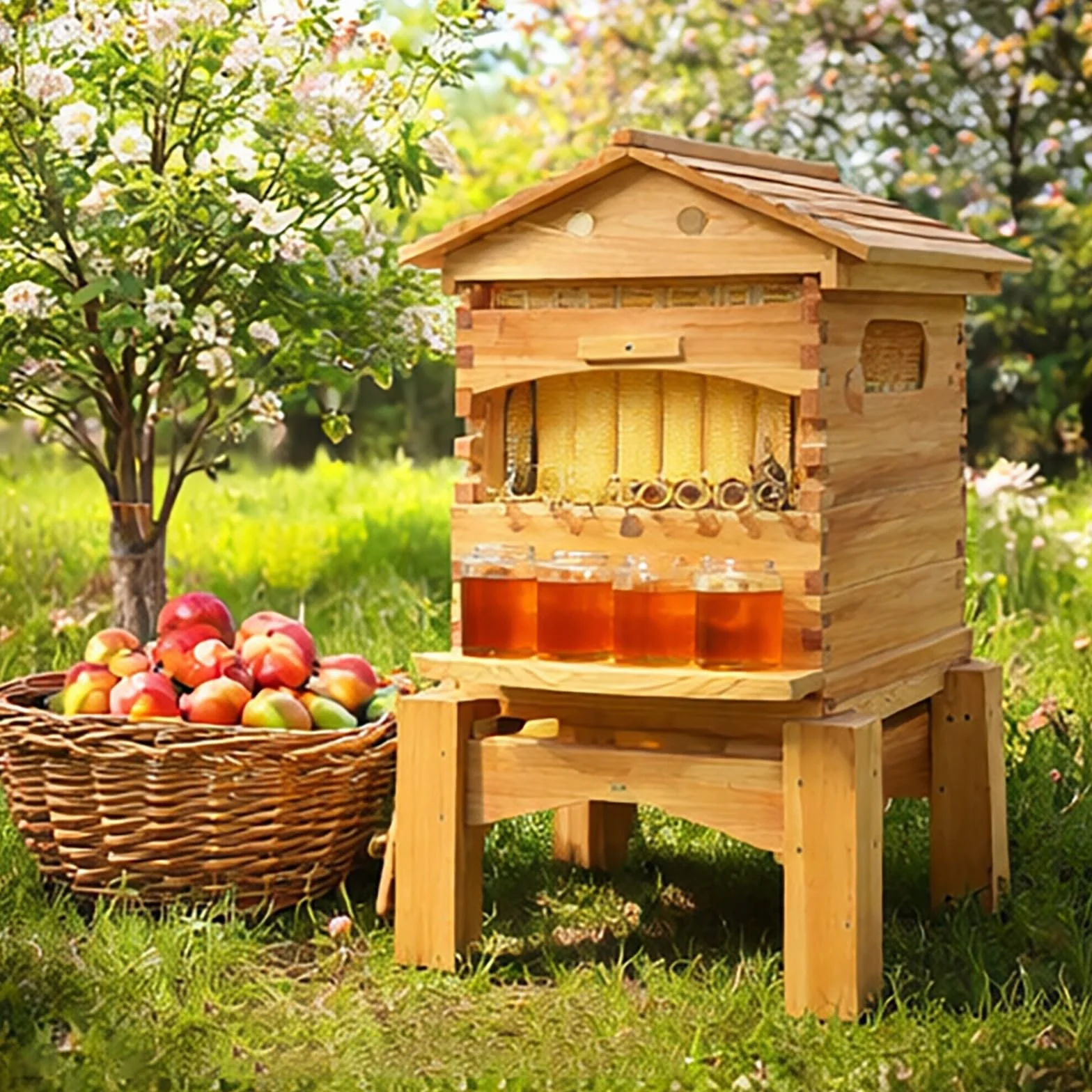 Colmena de Abejas Autofluyente Flow Hive, Caja de Madera Completa para Abejas con Kit de Inicio para Colmena de Miel