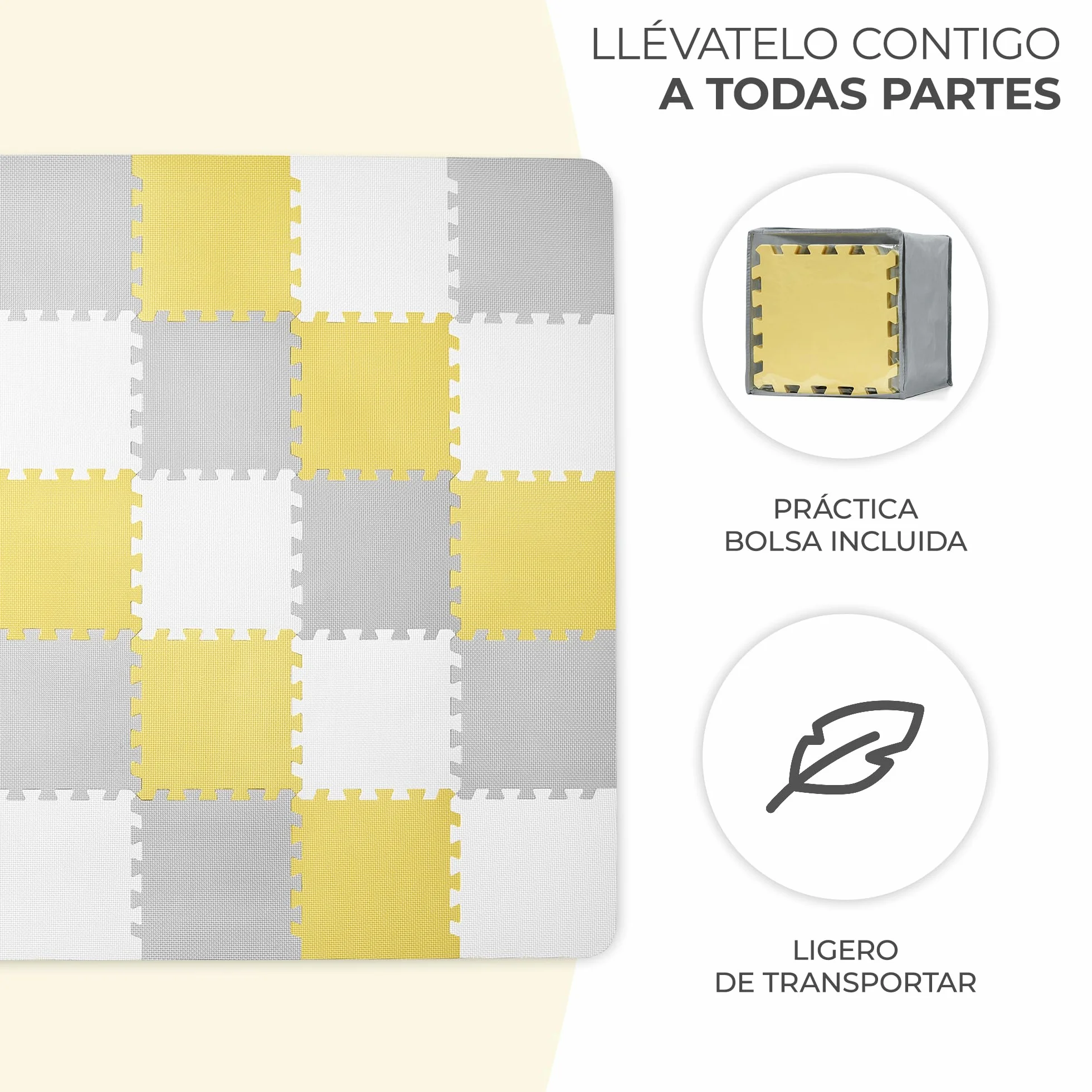 Kinderkraft Manta LUNO Alfombra Puzzle Espuma Niños