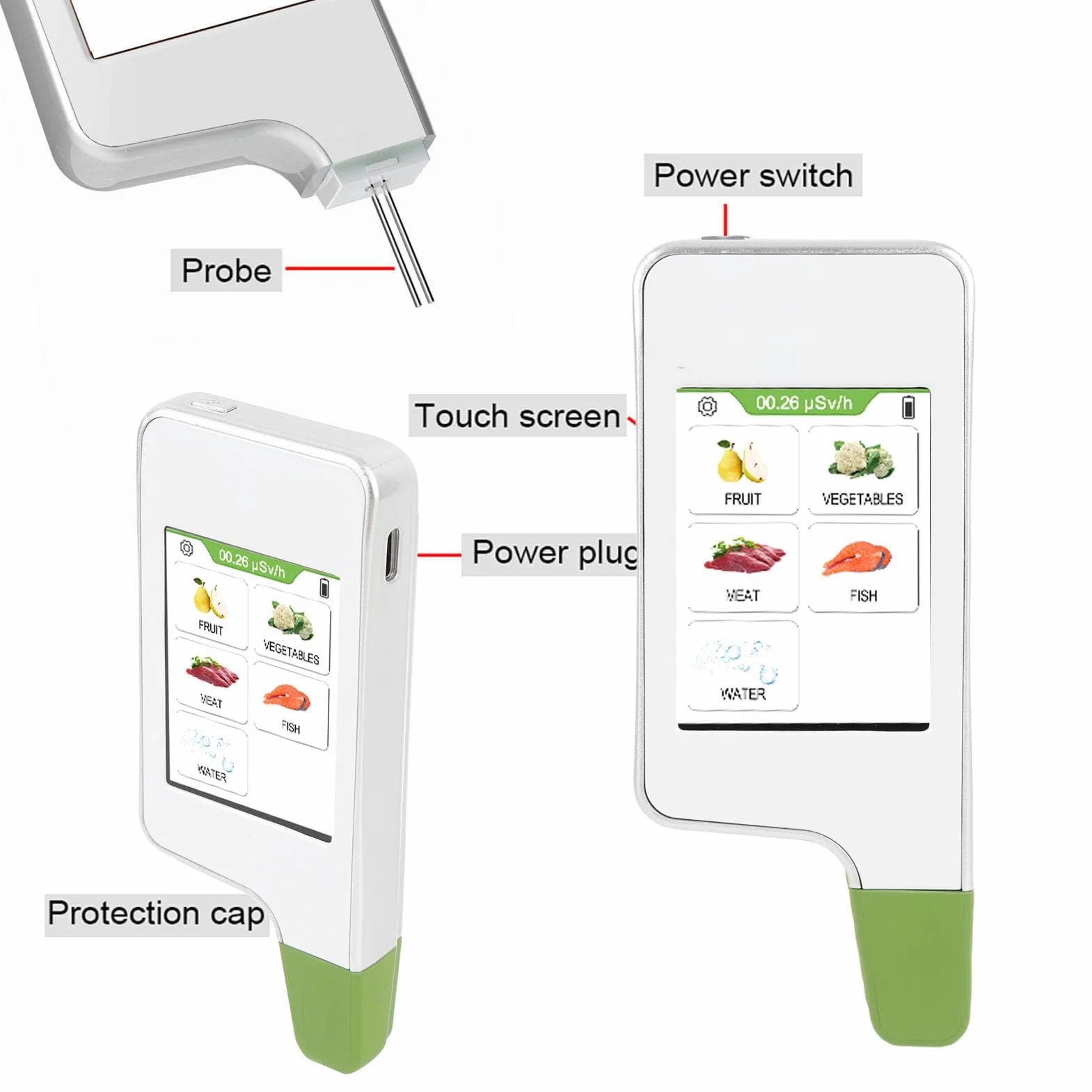 Fafeicy Probador de Nitrato Portátil, para el Medidor de TDS de Detector de Nitrato Digital de Alimentos y Agua con Sonda de Aleación de Prueba Rápida 3s para Frutas de Carne Vegetal