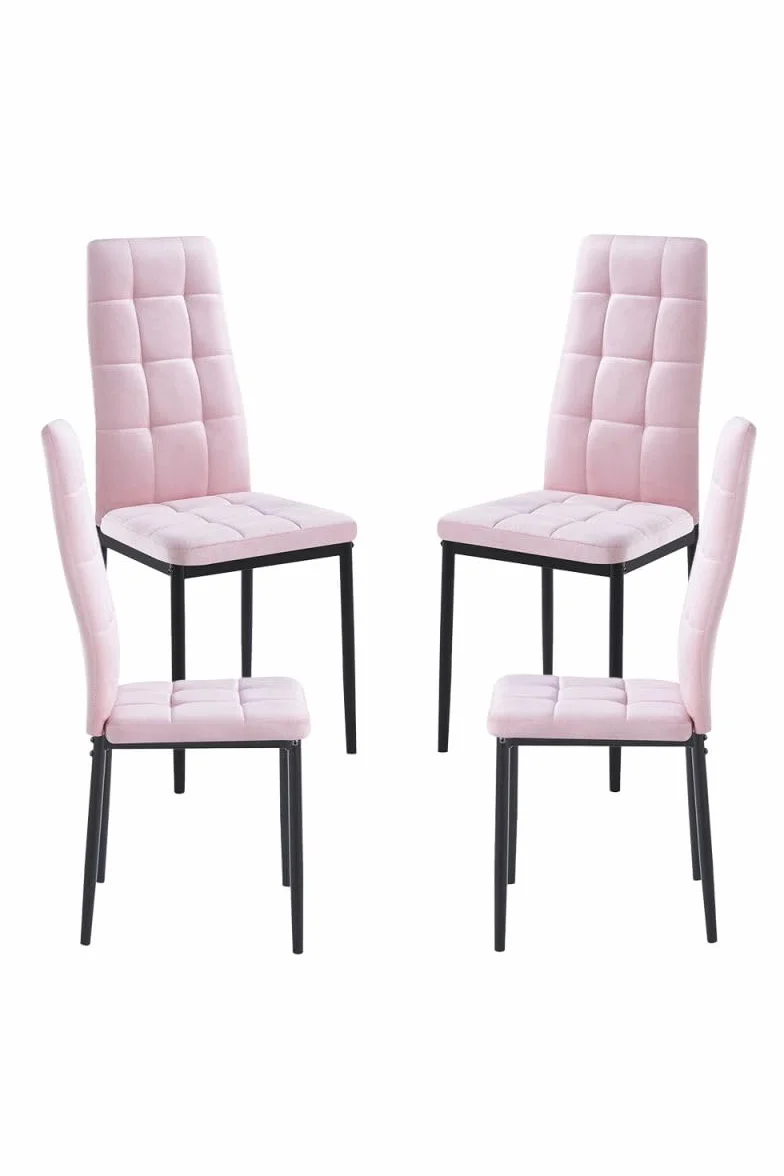 Regalos Miguel - Packs Sillas Comedor - Pack 4 Sillas LAN Terciopelo - Rosa