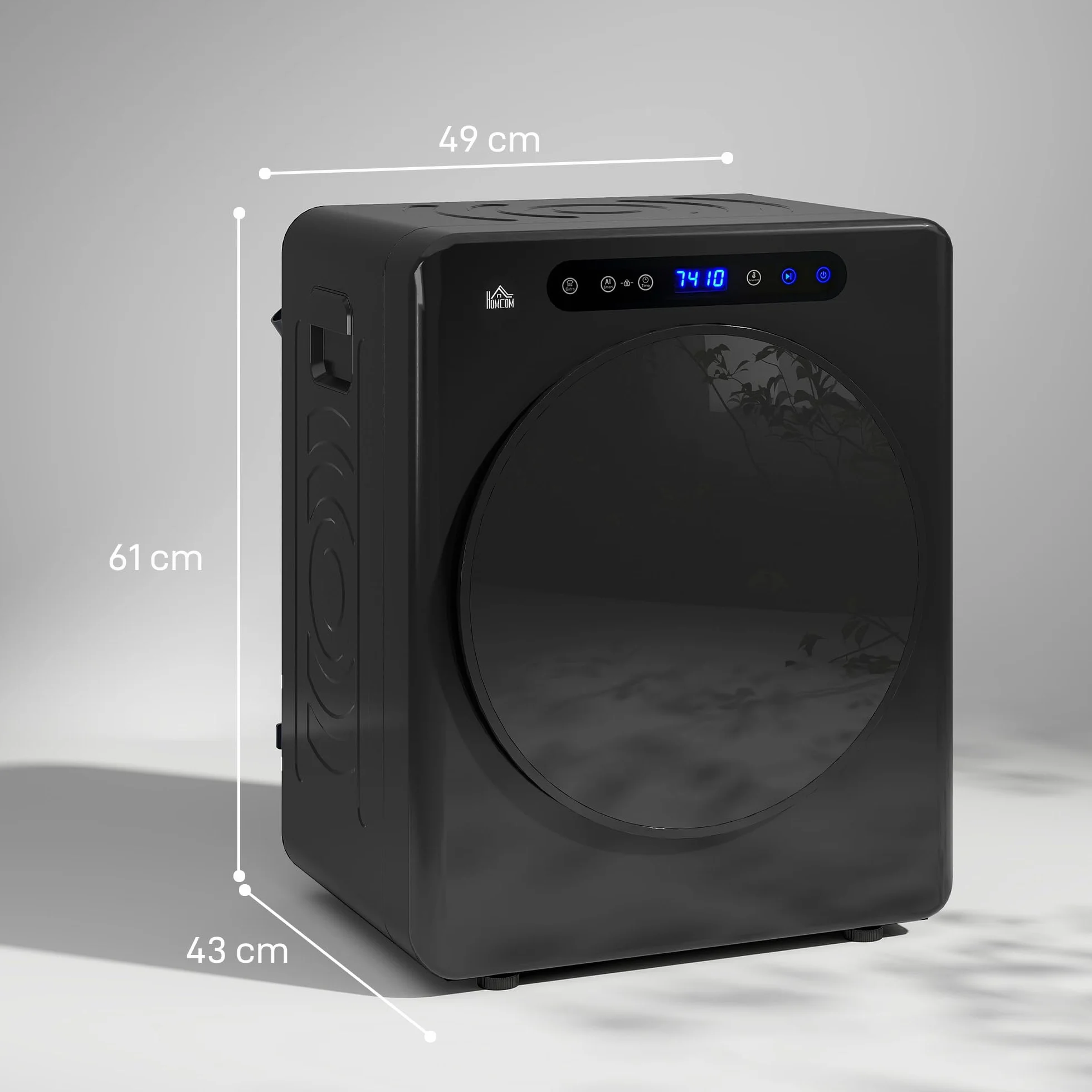 HOMCOM Secadora de Evacuación 5 KG 1000W Tambor Inox Negro