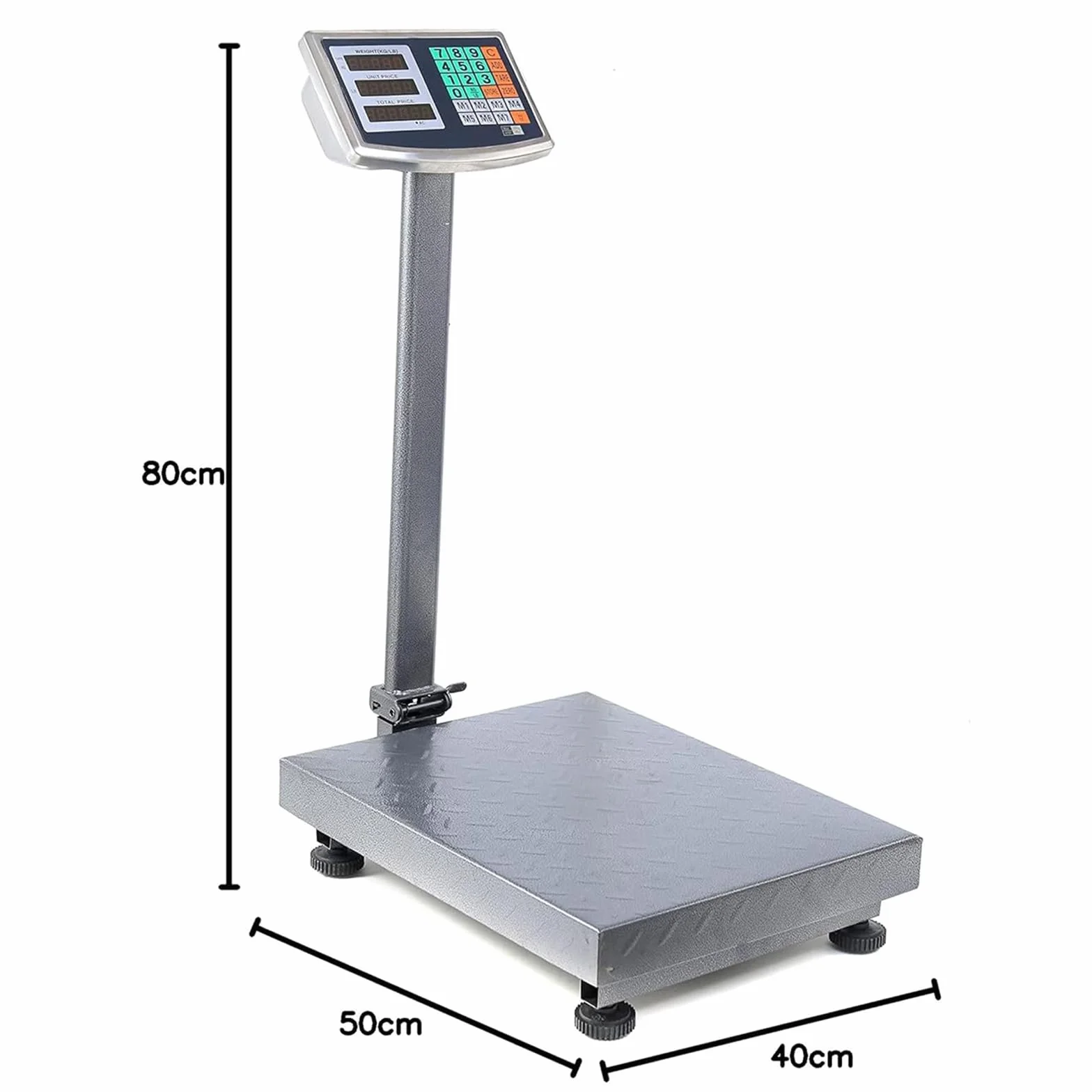 Báscula Industrial de Plataforma 300 kg Digital Acero Inoxidable 50×40 cm Precisión 100 g Pantalla LED Roja Batería Recargable