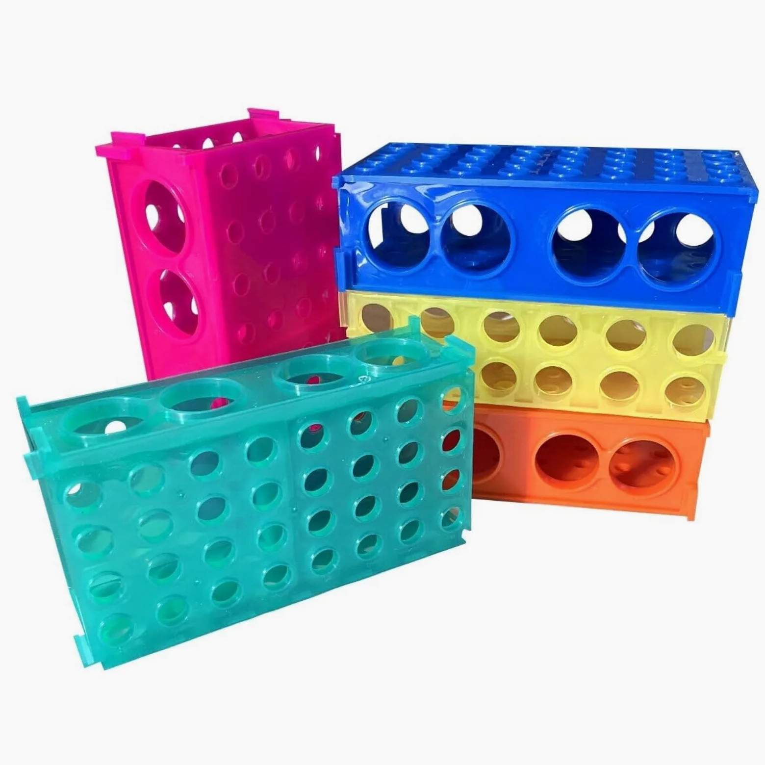 Soporte de Laboratorio Paquete De 5 Soportes Plástico For Tubos Ensayo con 4 Orificios Y Múltiples Gradilla para Tubos