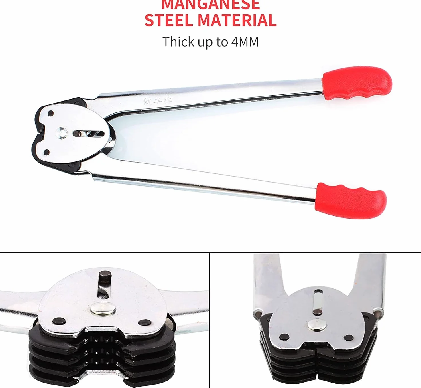 Juego de máquina flejadora de alicates, sellador de tensor de fleje de PP/PET, sellado de empaque manual 2 x 100M de fleje de PP, 100 hebillas y 100 protectores de bordes