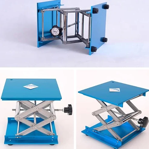 Mesa elevadora ajustable con gato de tijera, altura manual de 80-325 mm, plataforma de óxido para laboratorio de física y química, soporte de laboratorio estable para experimentos