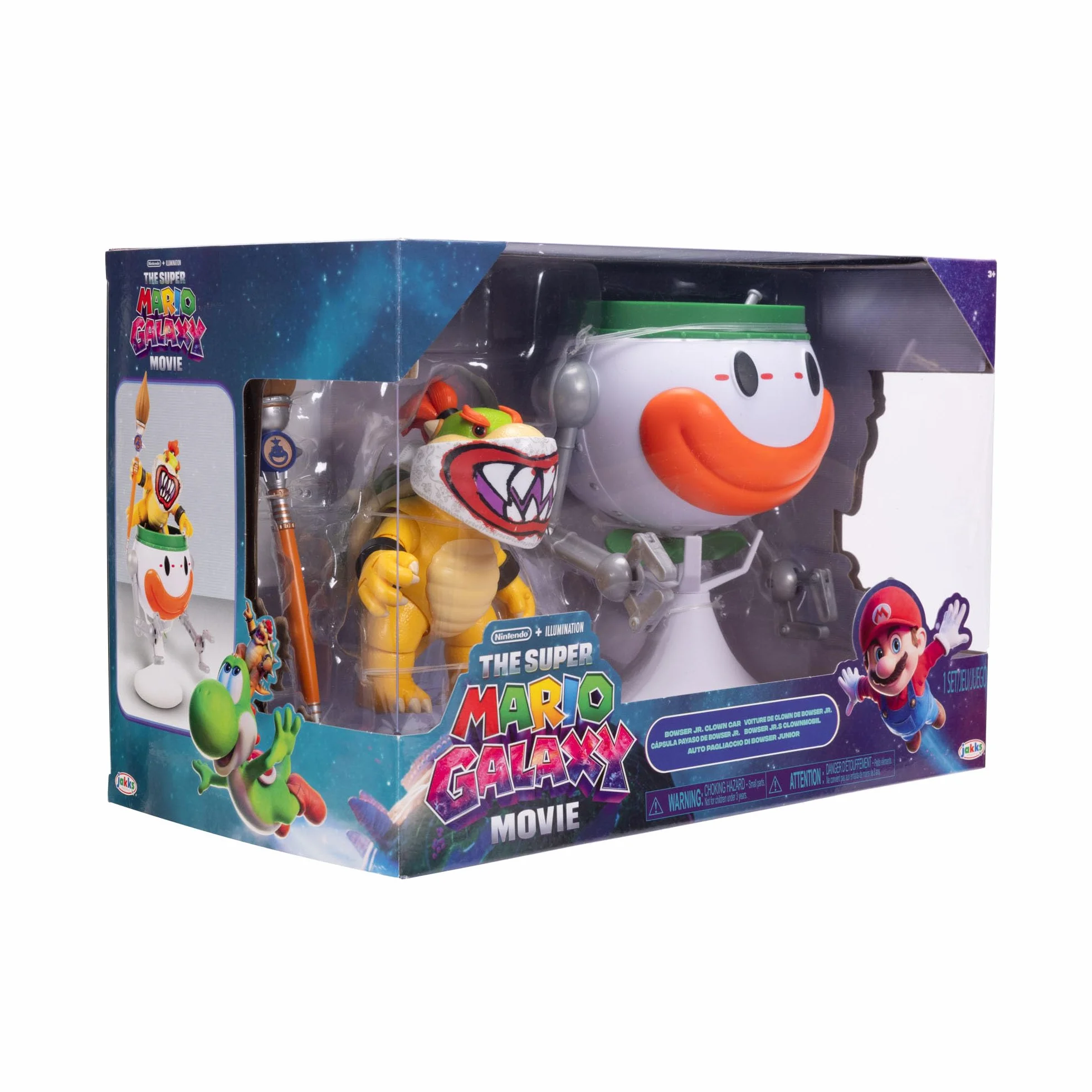 Super Mario Galaxy Figura Bowser Jr. 13 cm con Coche Payaso Pincel Pegatinas Agua