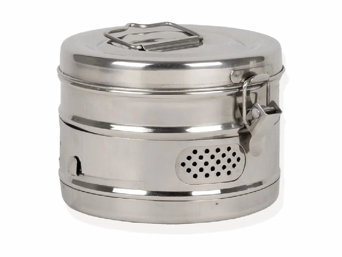 GIMA Tambor de esterilización de acero 150 mm diámetro 100 mm altura