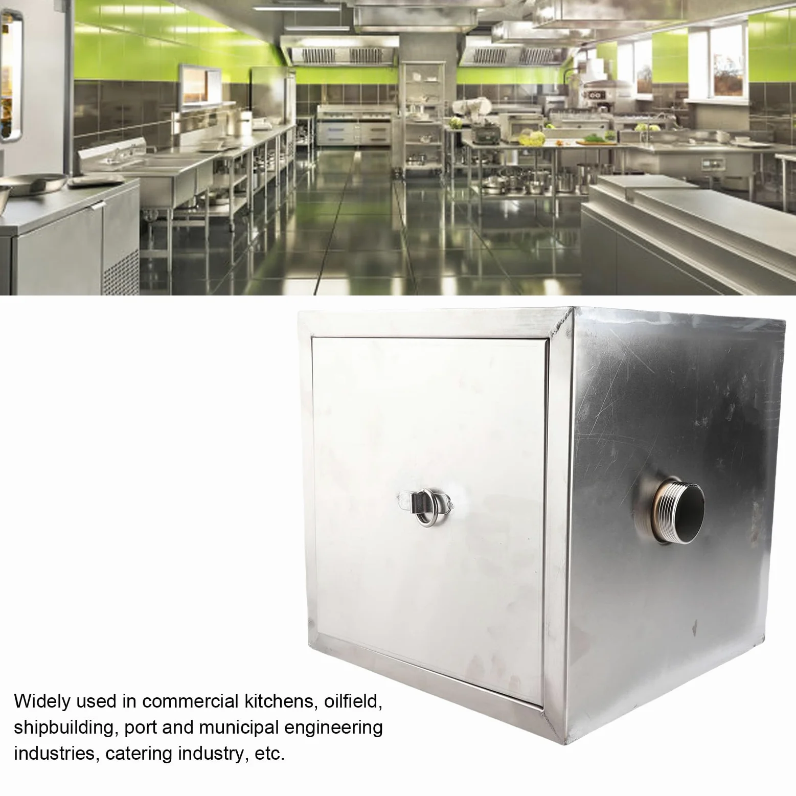 SUNGOOYUE Separador de Grasa Comercial en Construcción de Acero Inoxidable, Que Ofrece Durabilidad y Fácil Mantenimiento para Diversas Industrias, 30 X 30 X Cm