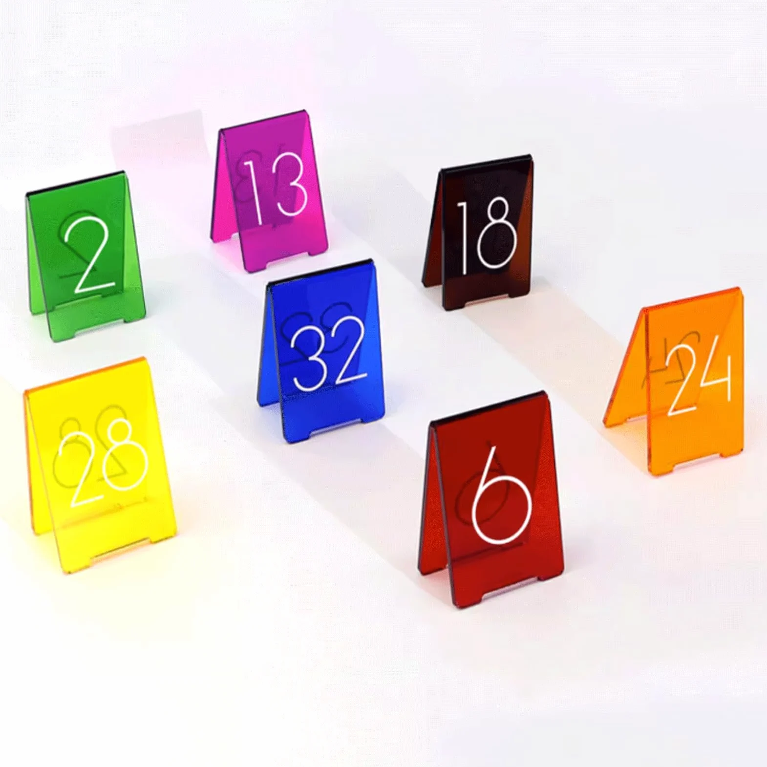 Mini Soporte para Menú De Mesa De Acrílico Translúcido, 6 Piezas, Soporte para Números De Mesa Multicolor, Tarjetas De Lugar Acrílicas para Comedor, Restaurante (Rojo Rosa 45485)