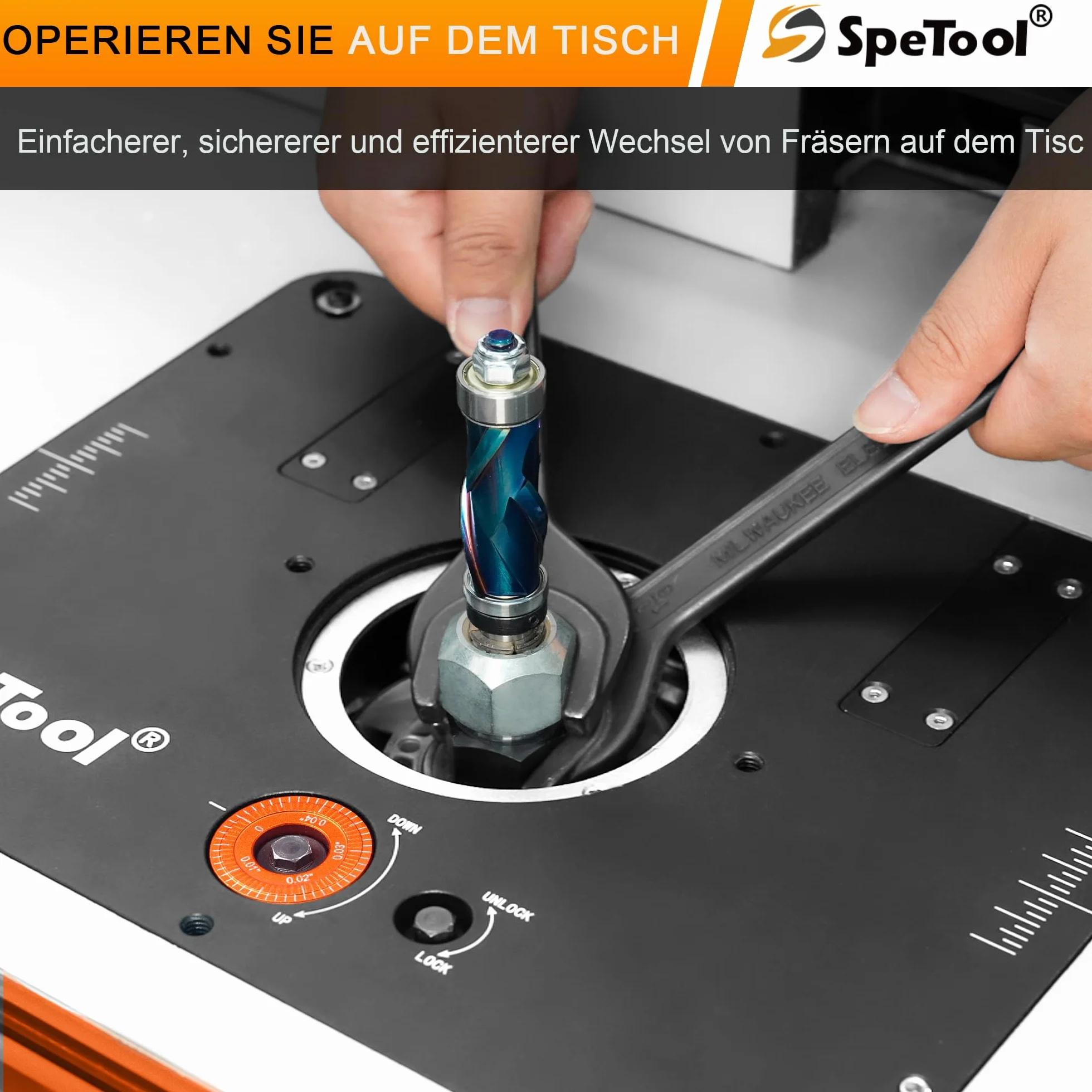 SpeTool Elevador de fresado para fresadoras superiores con 65 mm de diámetro y 107 mm de diámetro, elevador de fresado de aluminio con plantilla de bricolaje y 3 anillos magnéticos, placa de fresado