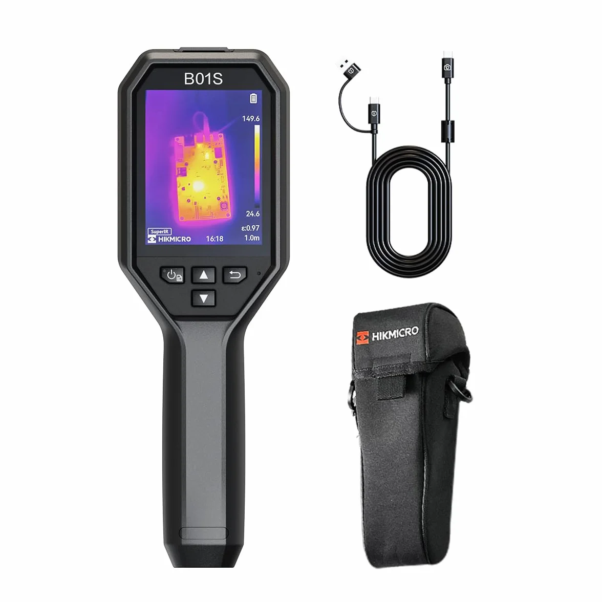 Cámara termográfica WiFi HIKMICRO B01S, con una resolución IR de 256x192, 25 Hz, cámara térmica, pantalla LCD de 3,2" con resolución 640x480, cámara termográfica infrarroja portátil de 49152 píxeles