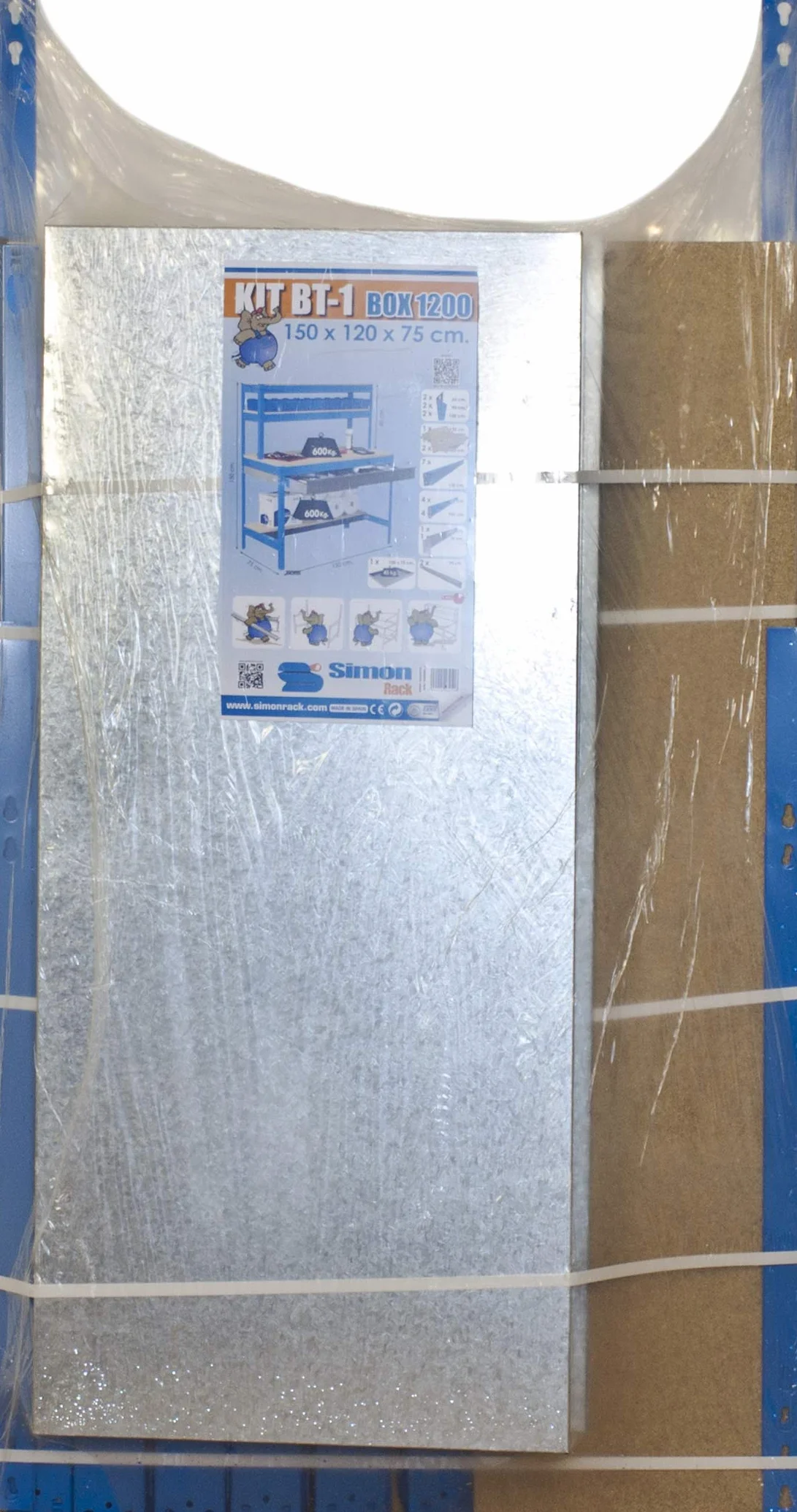 Simon Rack Banco de Trabajo Taller, Capacidad Carga 120 kg, 1520x1510x760 mm, Mesa de Trabajo, Incluye Ruedas, 1 Cajón, Azul/Madera - BT1