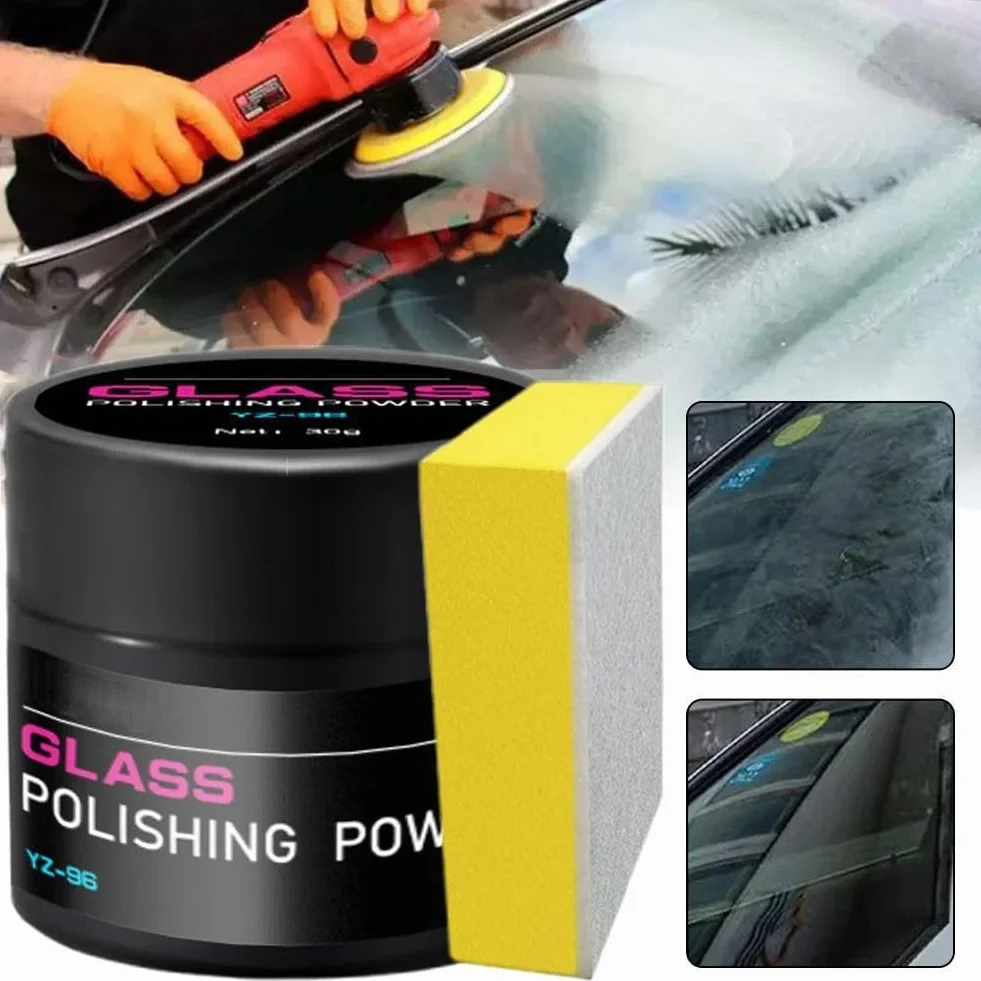 Kit de polvo de óxido de cerio para pulido de vidrio, 30 g, para pulido de vidrios, reparación, limpieza de arañazos, para parabrisas de automóvil