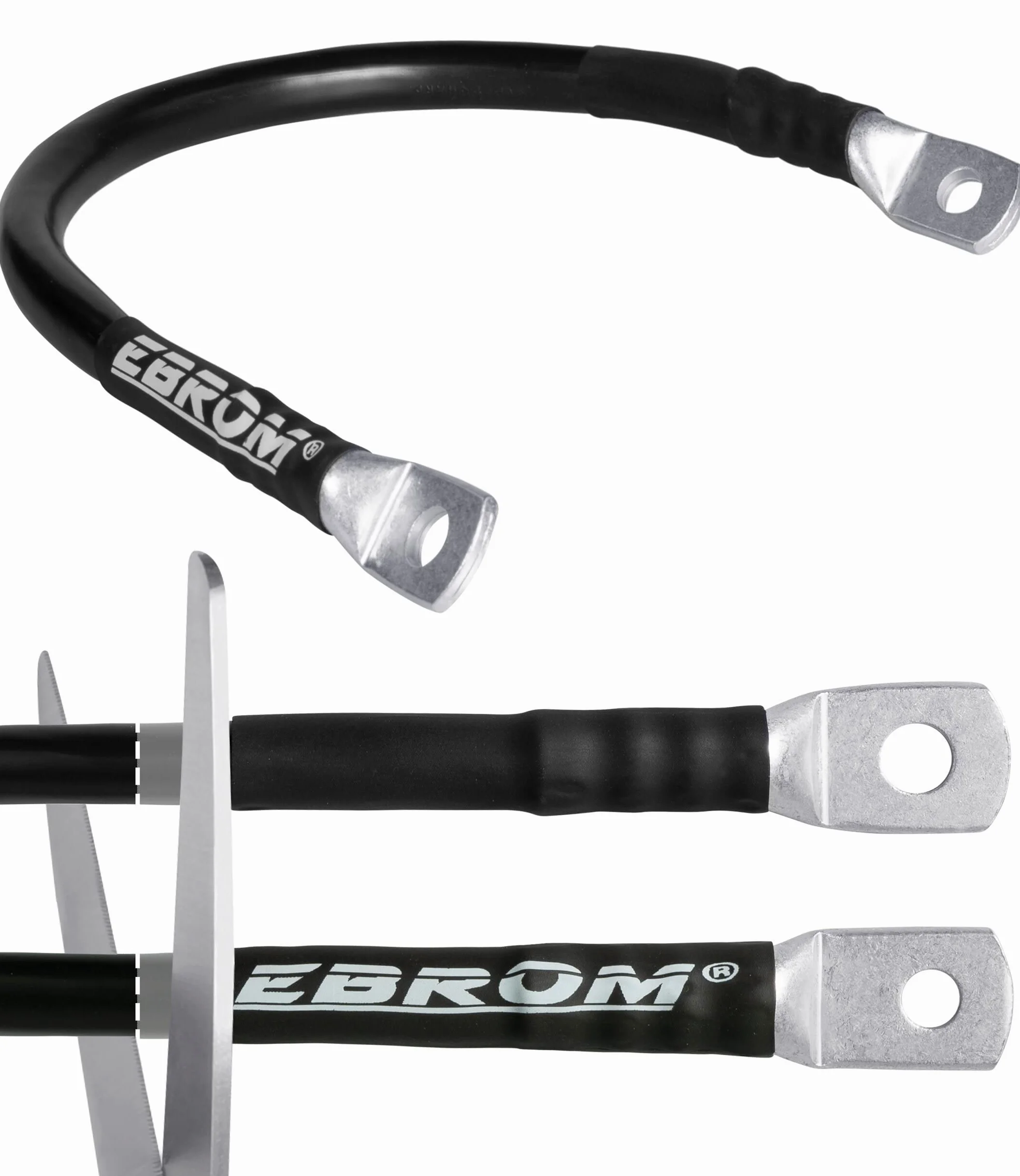 EBROM Cable de batería para coche, 25 mm2, negro, listo para confeccionar, tubo termorretráctil a partir, muchas longitudes disponibles + ojales/terminales de cable M6/M8/M10/M12