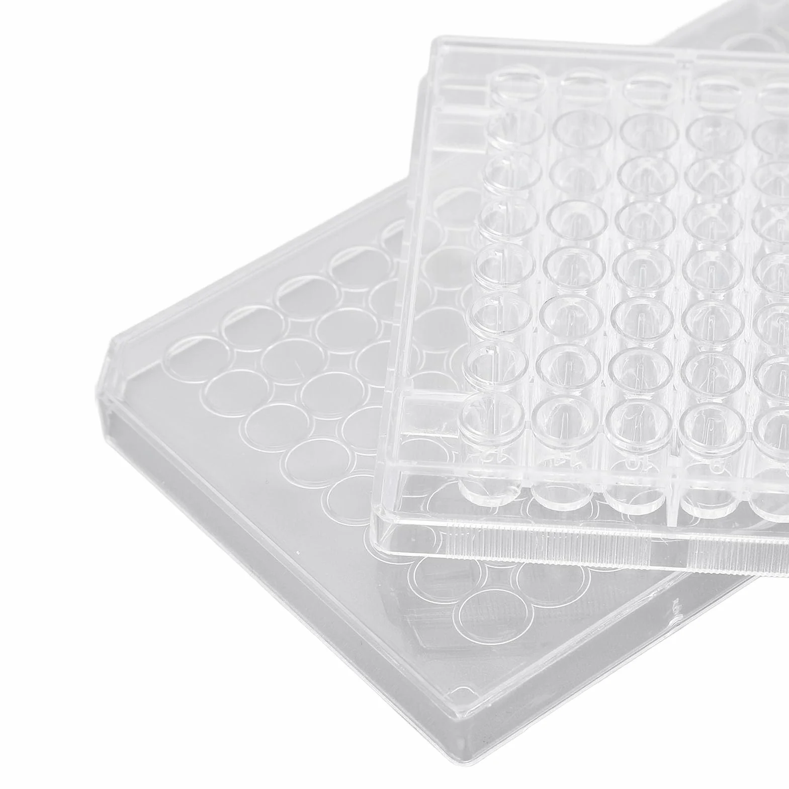 10PCS Placas de Cultivo Celular 96 Pozos - Placas de Poliestireno Transparente con Tapa para Investigación (Fondo plano)