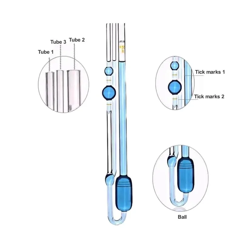 Viscómetro capilar, viscosímetro Ubbelohde for medición del coeficiente de viscosidad petróleo 1834 Tipo 0,24 mm ~ 1,83 PCS(1.55mm)(0.88mm)