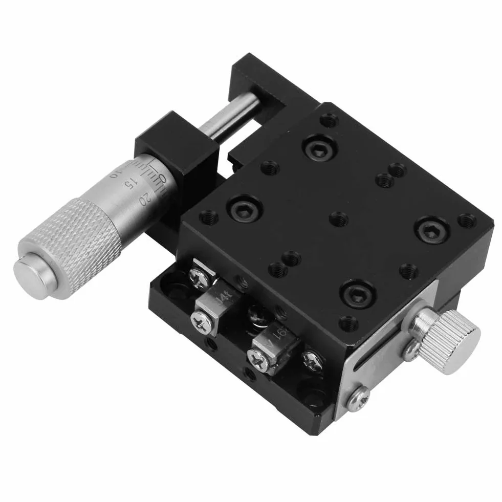 X Etapa lineal 40 x 40 mm Micrómetro Manual Precisión Conversión lineal Plataforma Eje lineal Guía de rodillos cruzados
