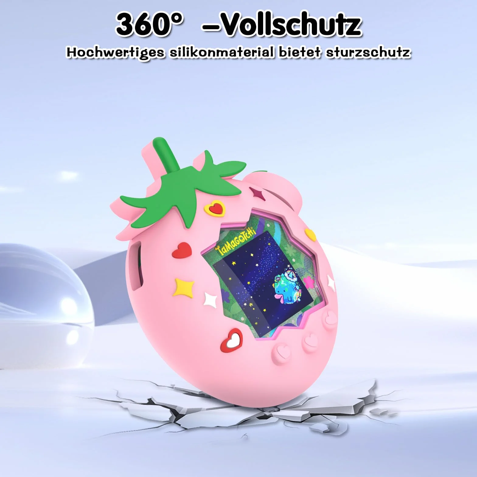 Carcasa de silicona para Tamagotchi Paradise, diseño de fresas, antigolpes y arañazos, con correa