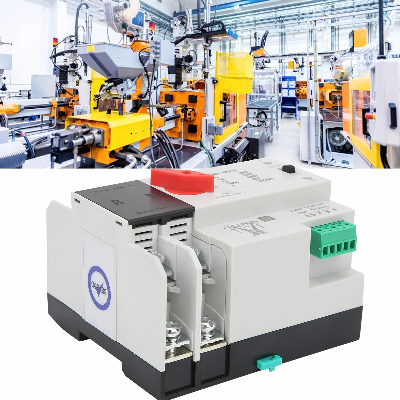 Interruptor de Transferencia, Interruptor de Transferencia Automática de Doble Potencia, ZGQ5-100/2P 220V Controlador de Interruptor de Transferencia Ininterrumpida de 2 Vías
