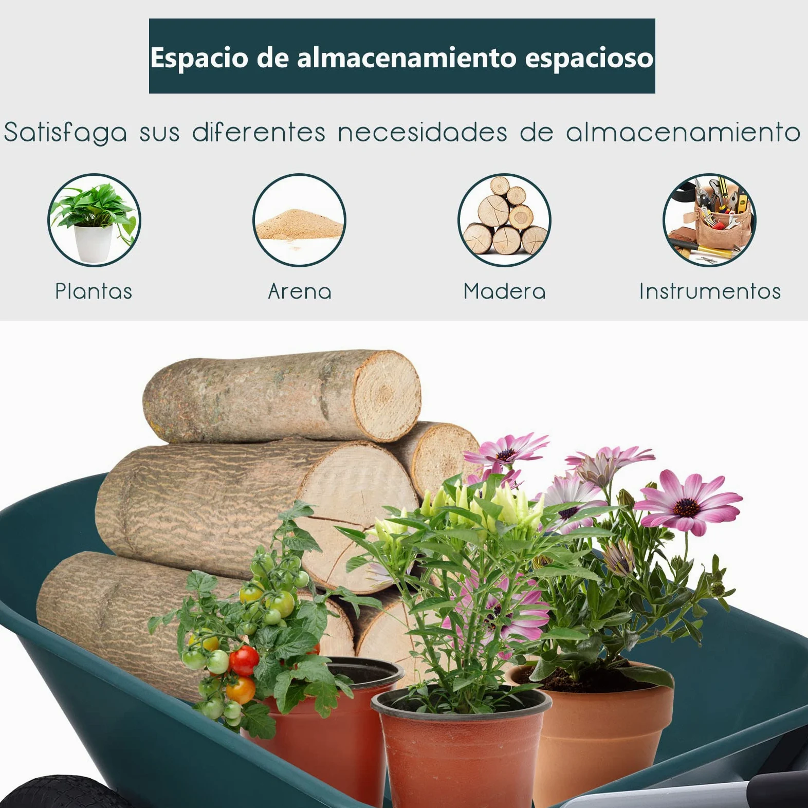COSTWAY Carretilla con 2 Ruedas de Jardín, Carro Resistente con Estructura en Acero Robusto y Ruedas Neumáticas 35,5 cm, Gran Capacidad de Carga de 100 kg (Verde)